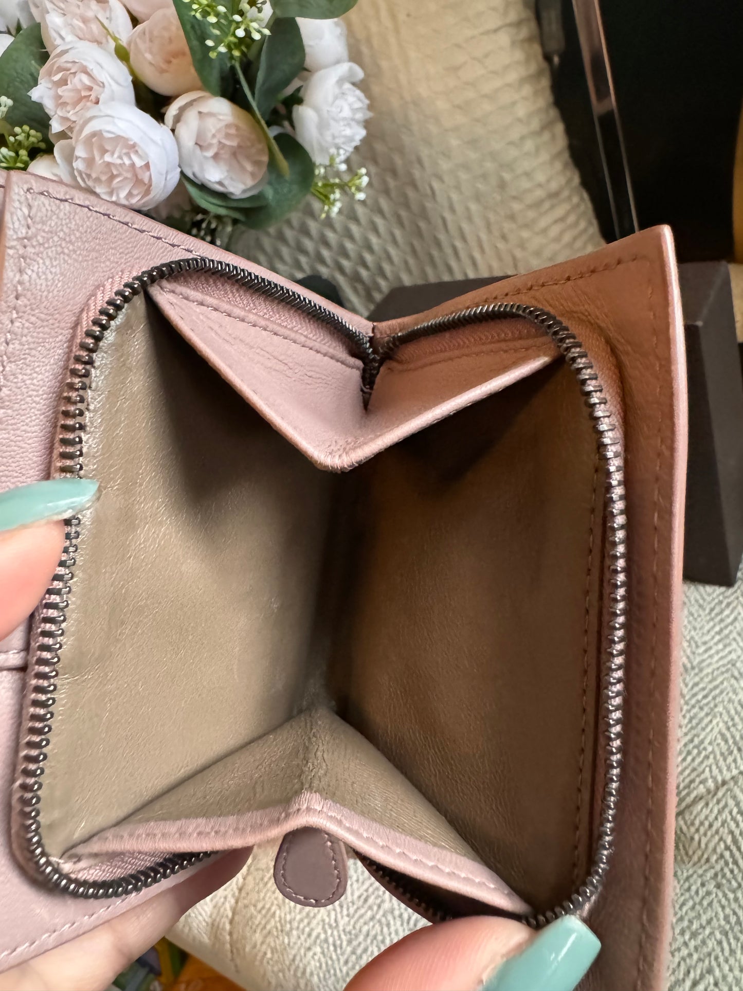 Bottega Veneta Compact Wallet in blush