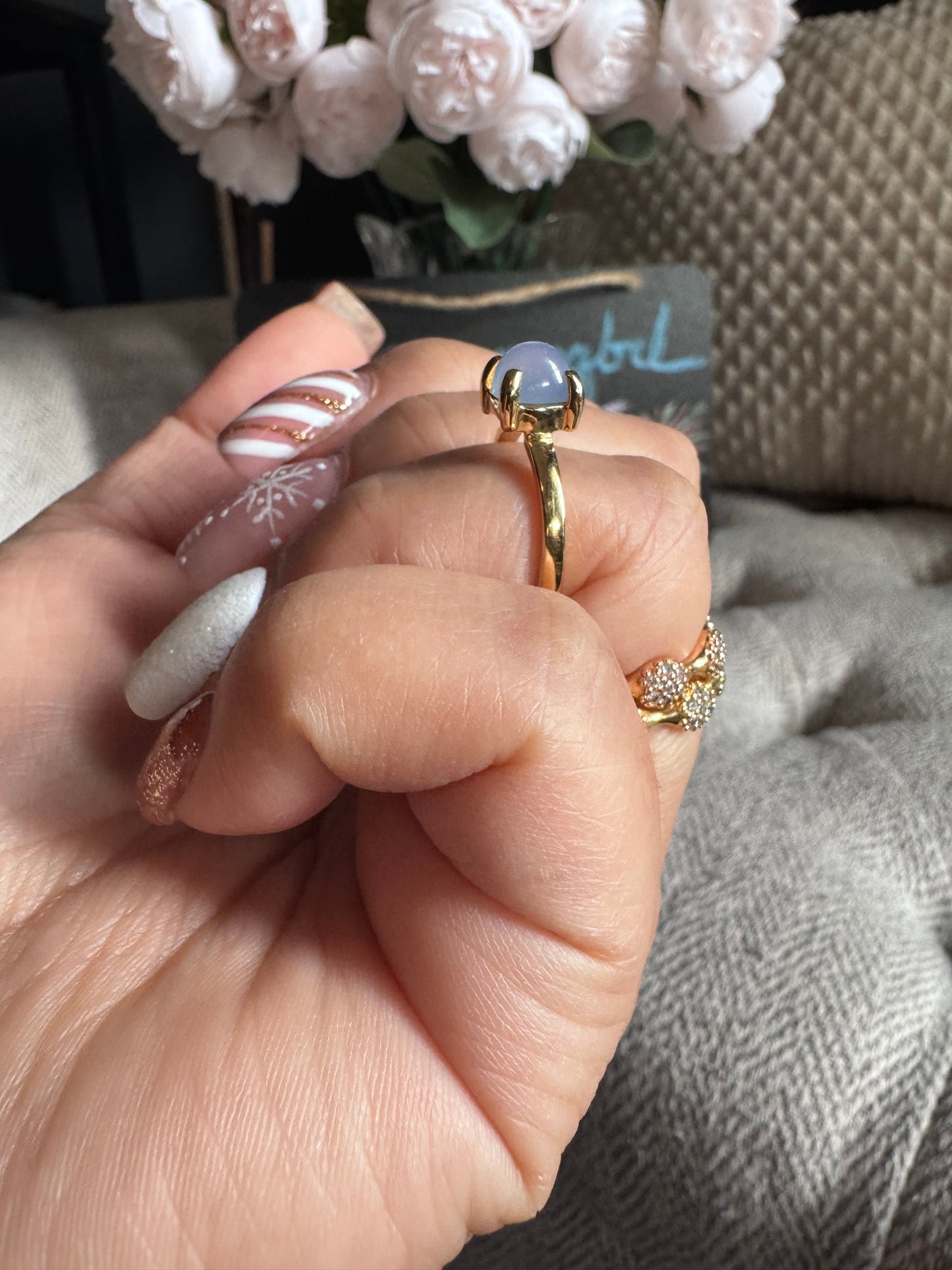 RARE Tiffany & Co. Sugar Stack 18k Gold Paloma Picasso Blue Chalcedony Ring