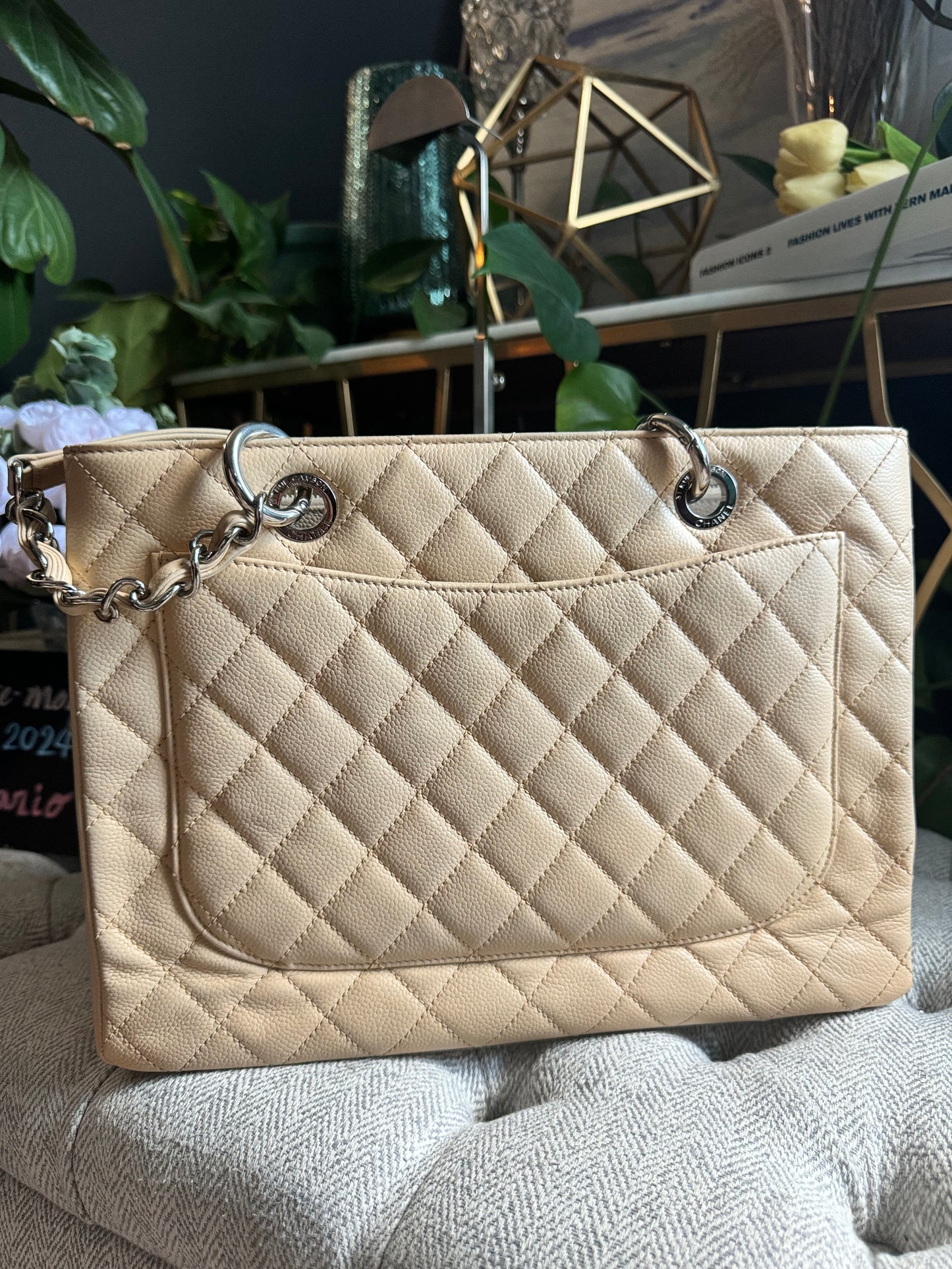 Chanel Beige Caviar GST with Silver Hardware