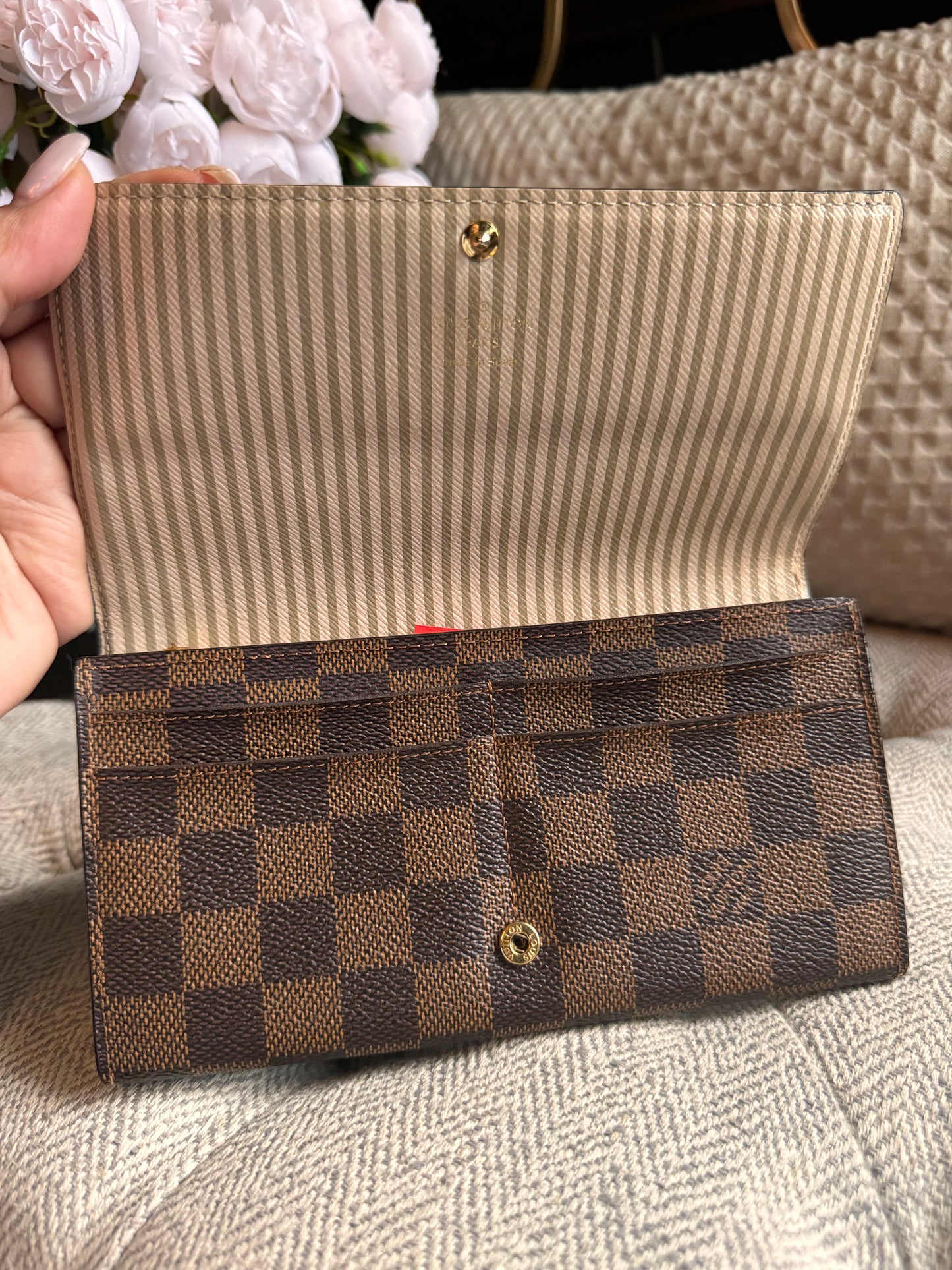 Louis Vuitton Damier Ebene Trunks and Locks Sarah Wallet