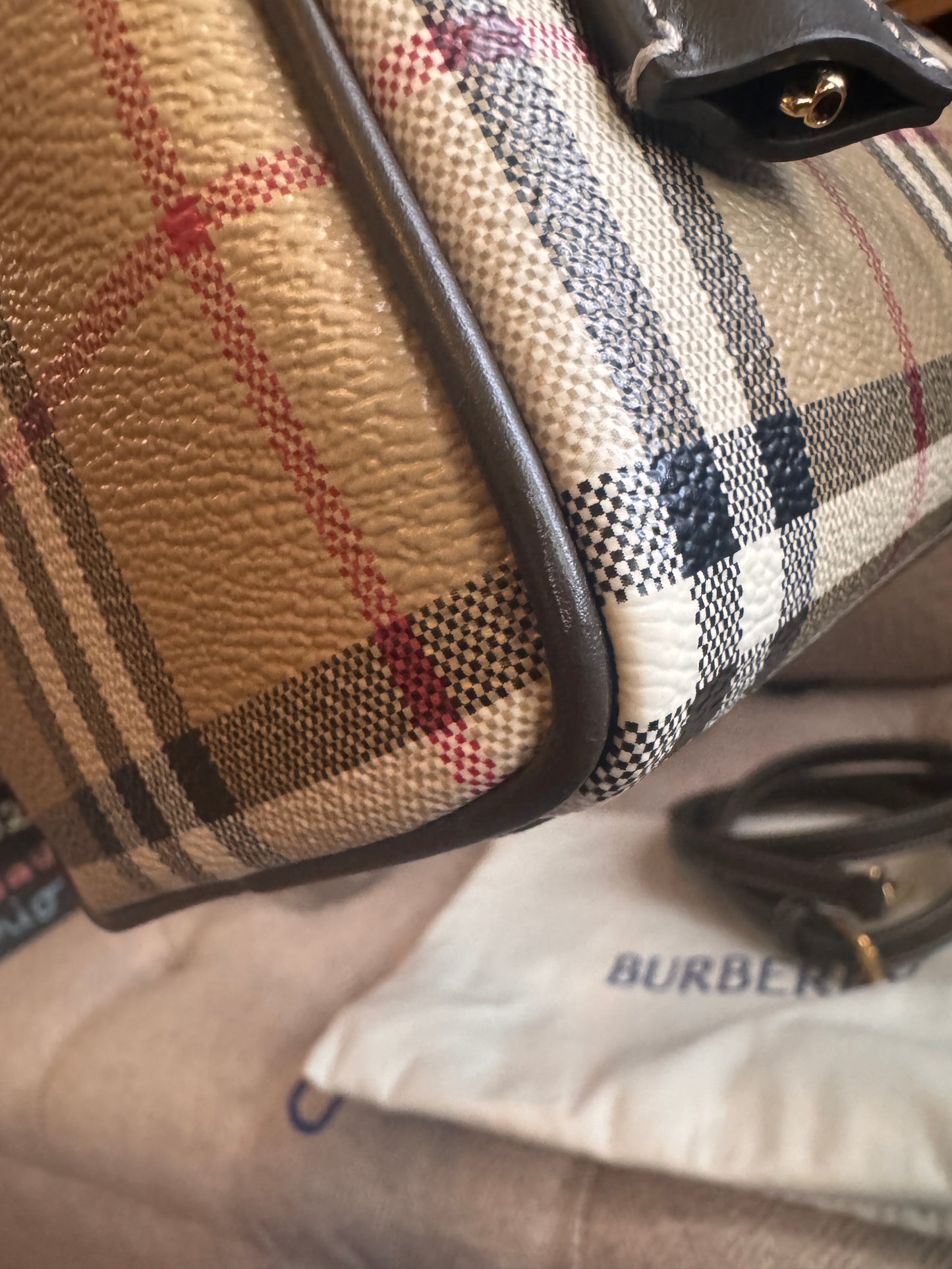 Burberry Mini Check Bowling Bag in Military