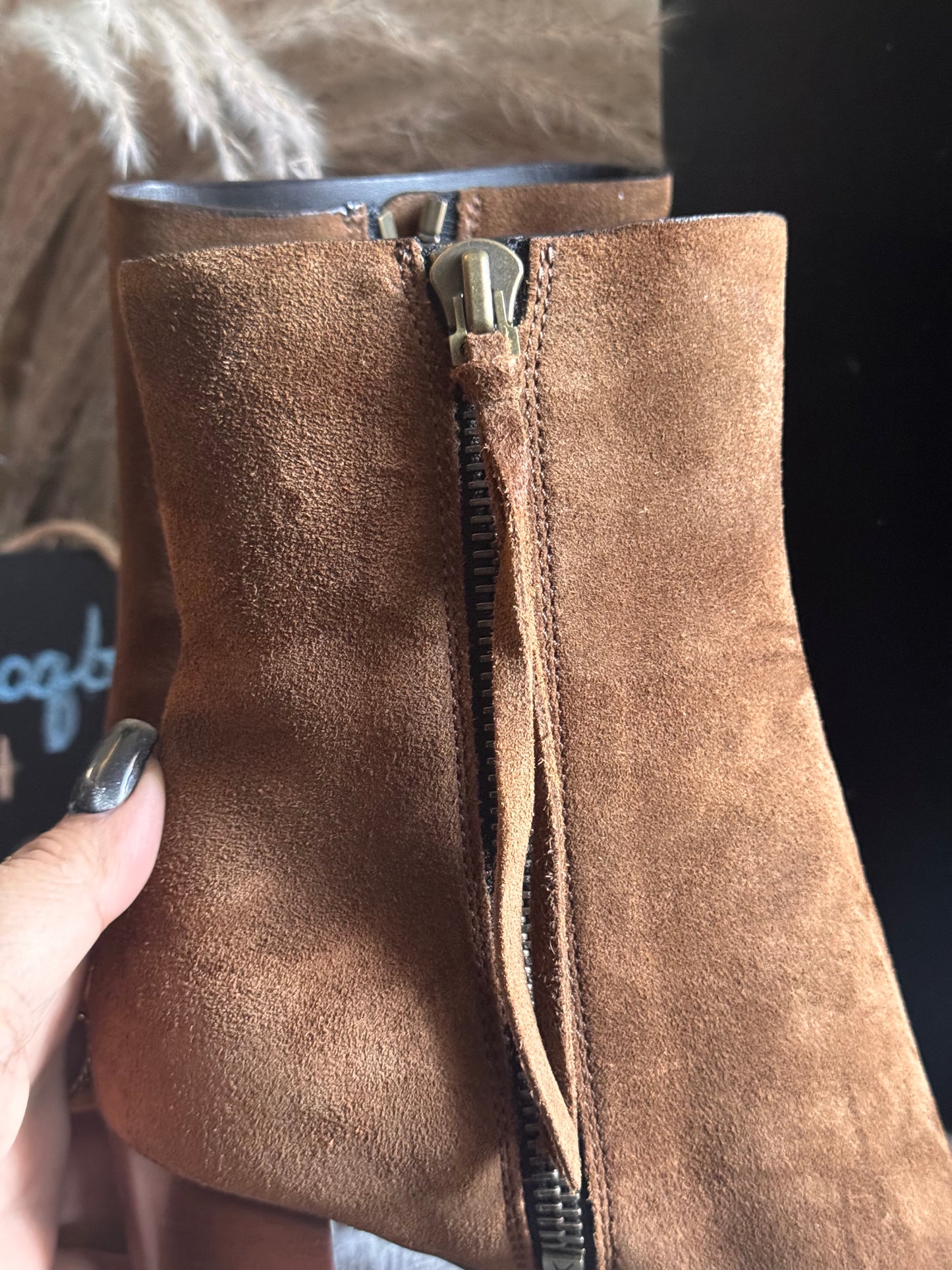 YSL Suede Heeled boots