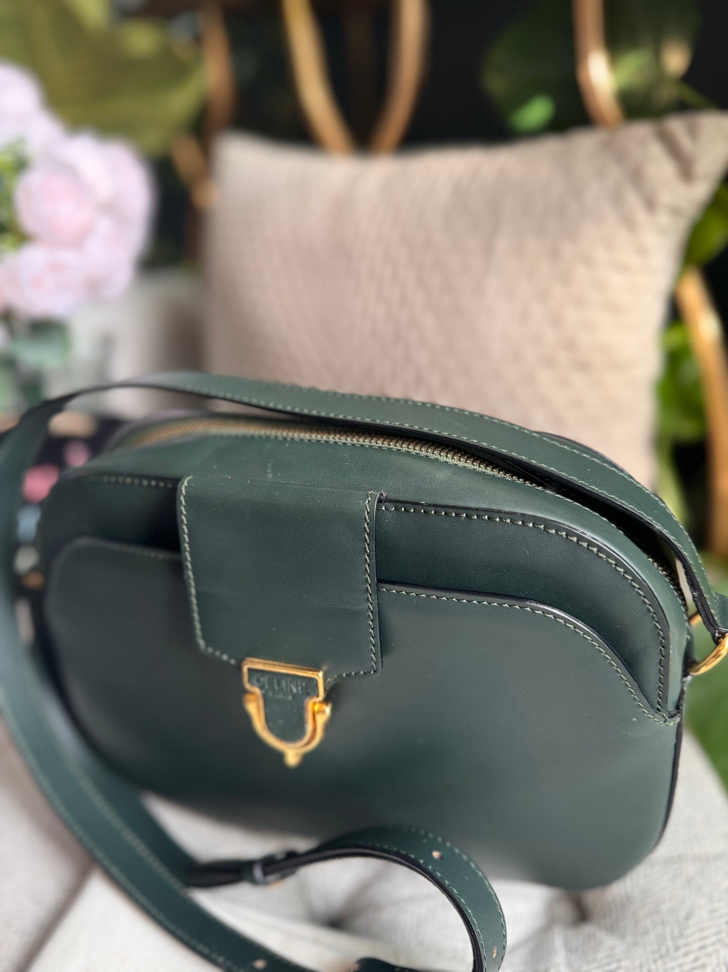 Celine Vintage Camera Bag in Amazone