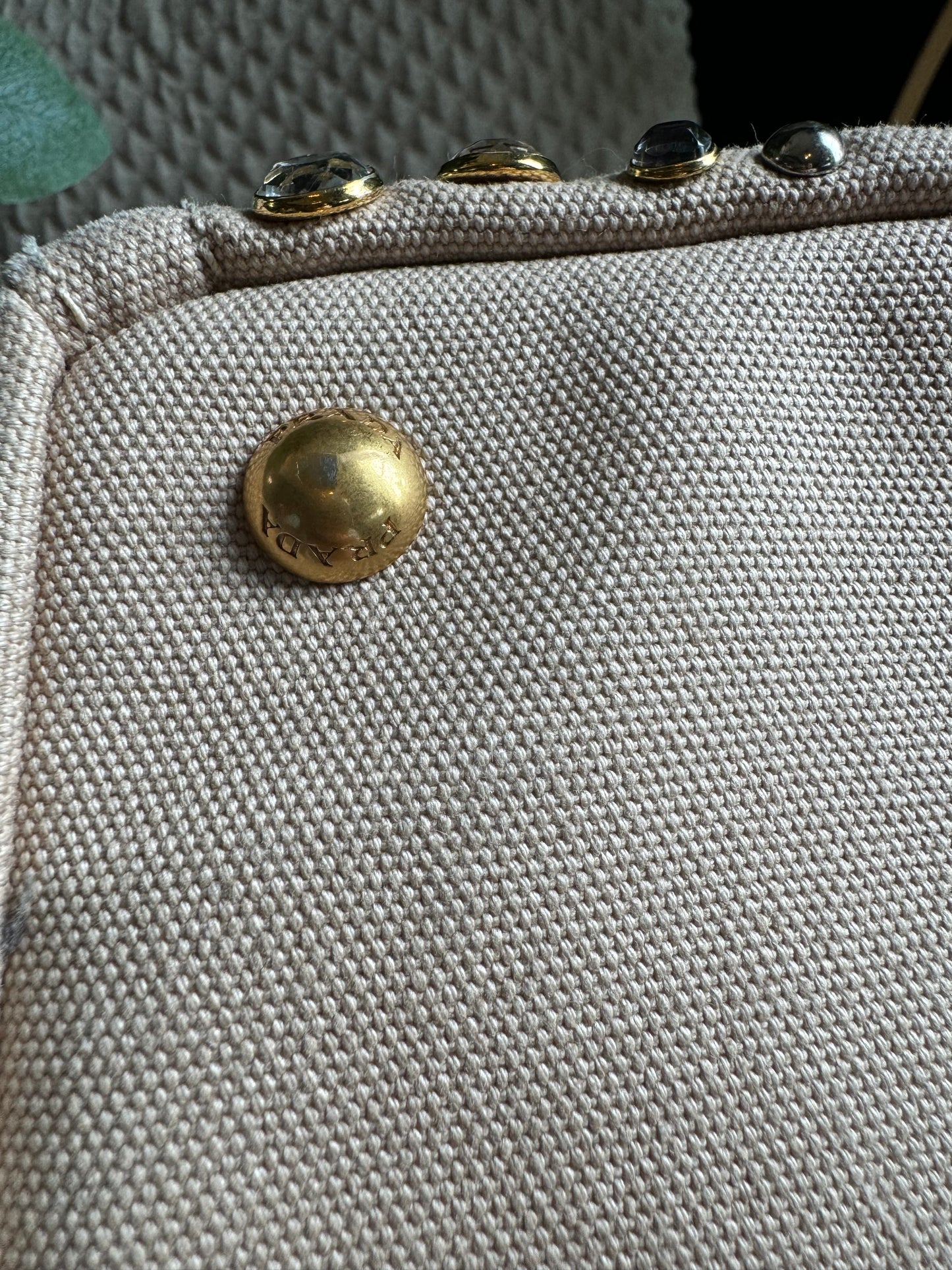 Prada Studded Canapa Tote