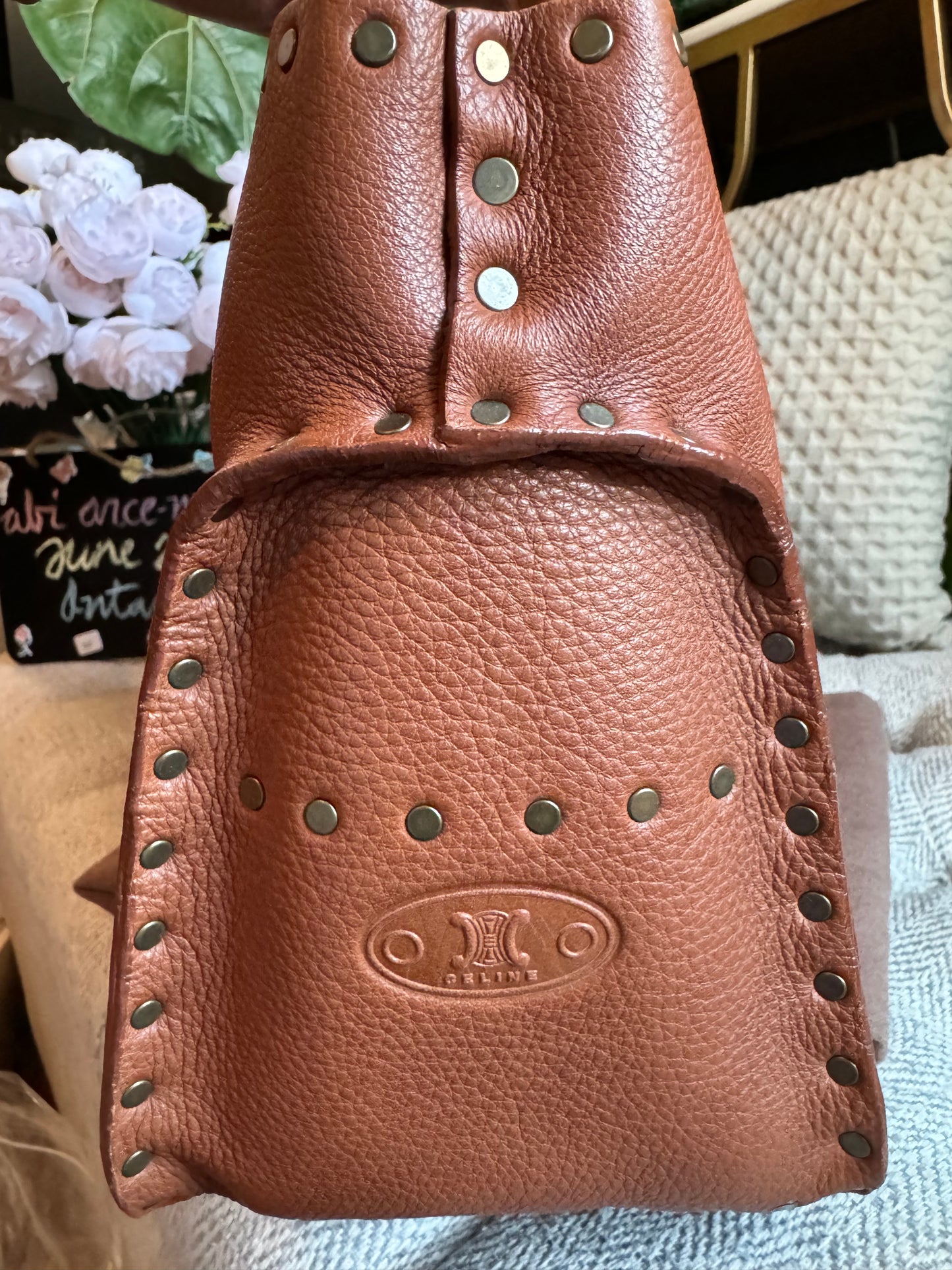 Celine Vintage Studded Leather Tote