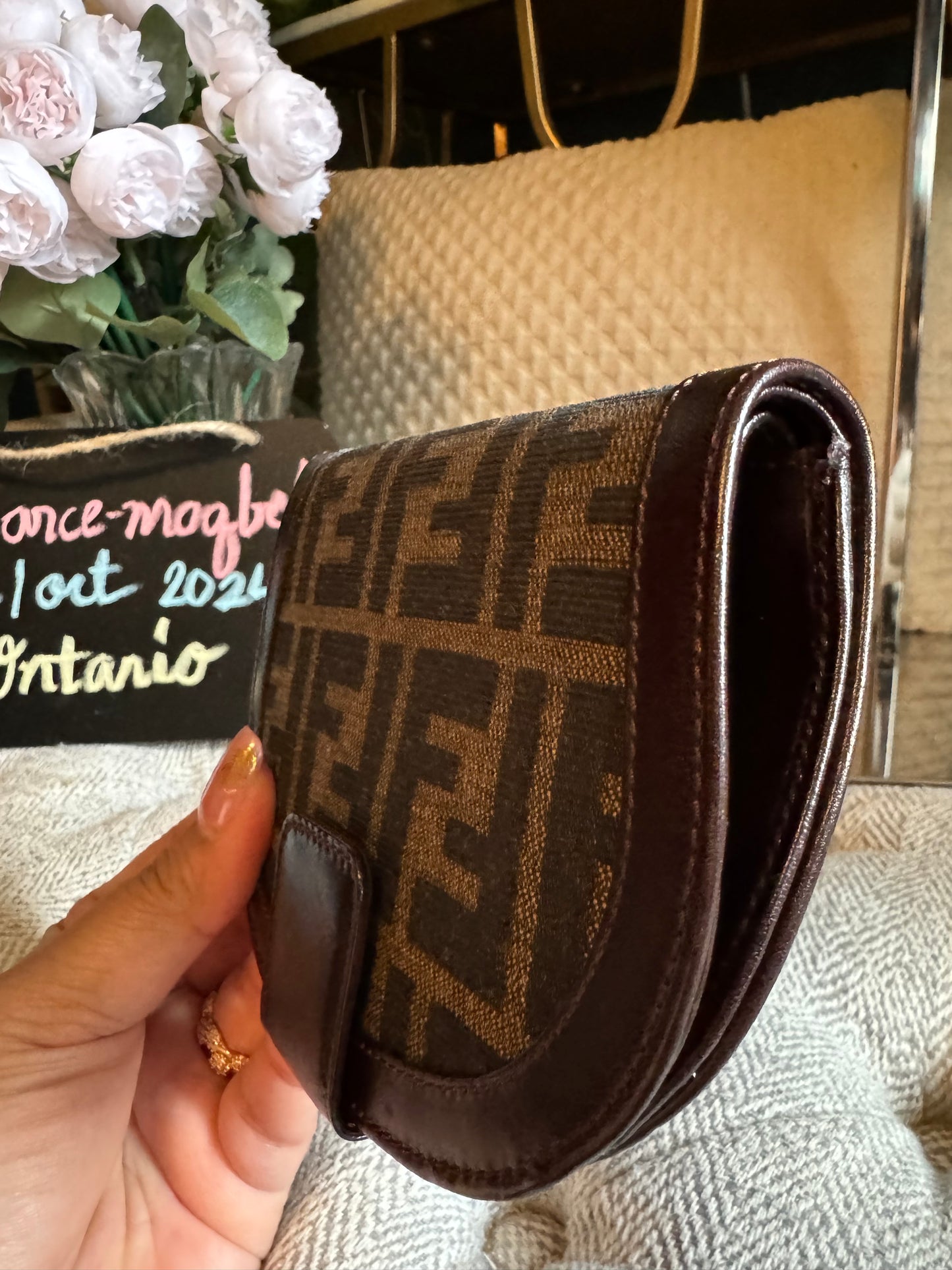 Fendi Zucca halfmoon wallet