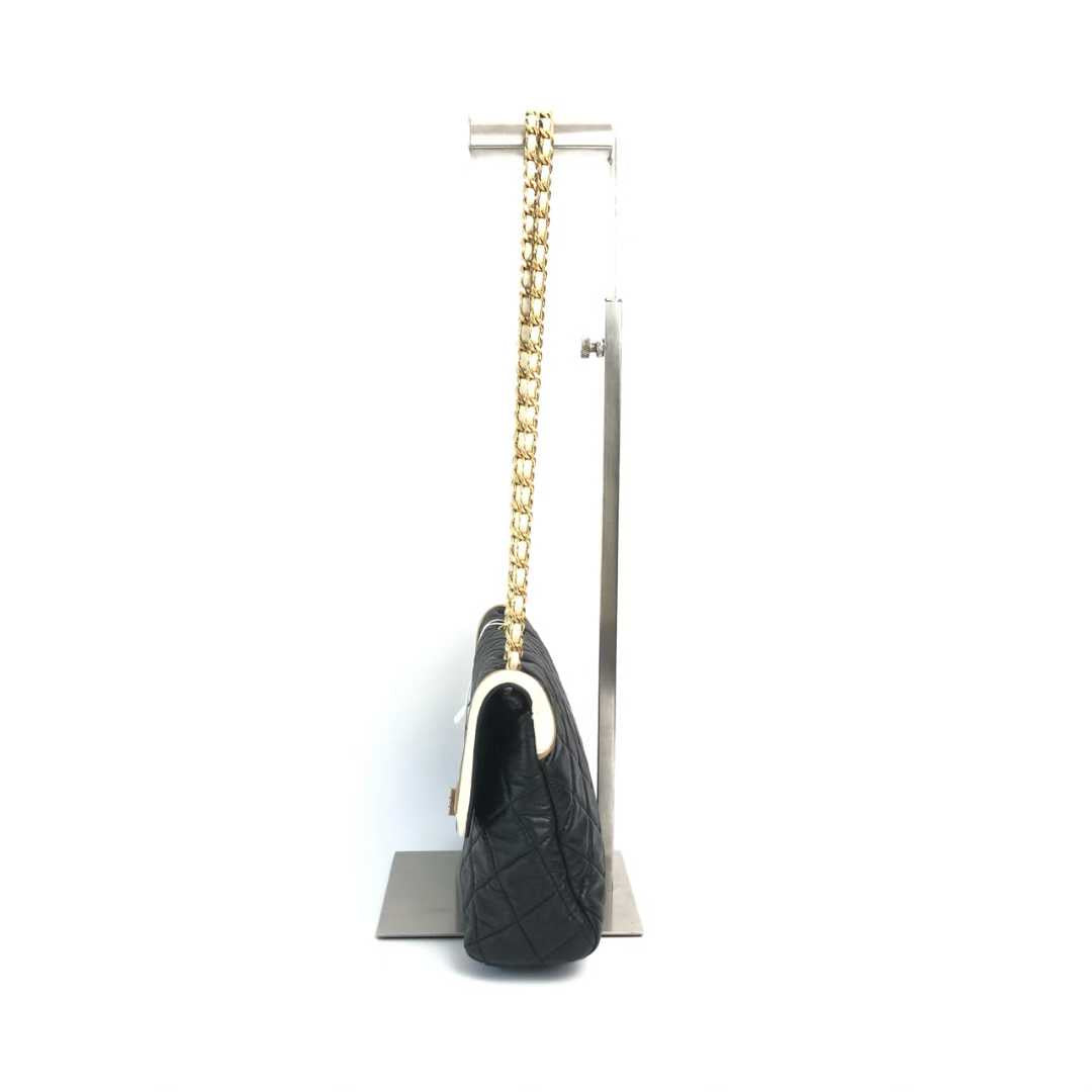 PREORDER ONLY- CHANEL Glazed Calfskin 2.55 East West Mademoiselle Flap in Black and White.