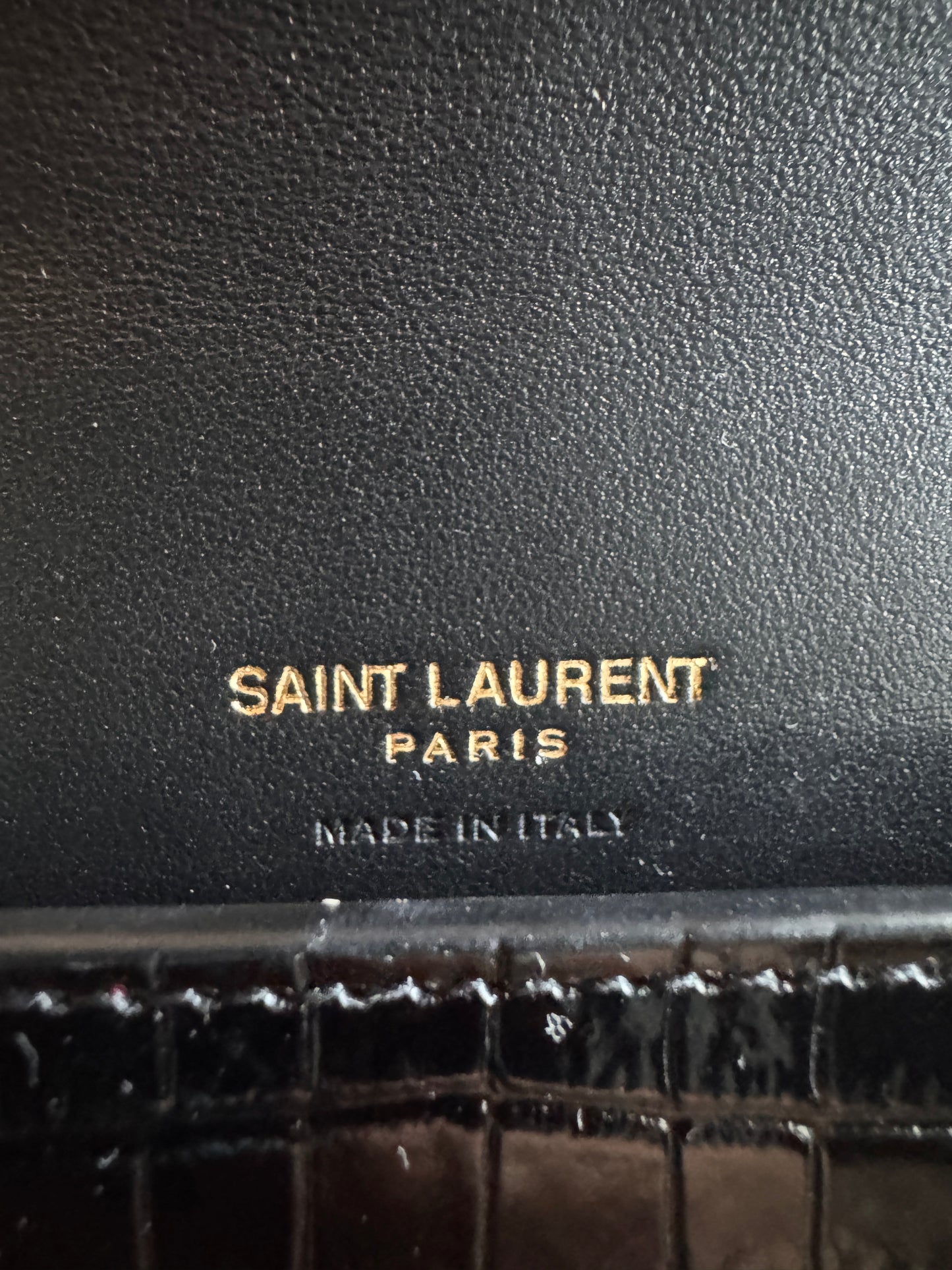 YSL Croc Embossed Wallet on Chain Bag