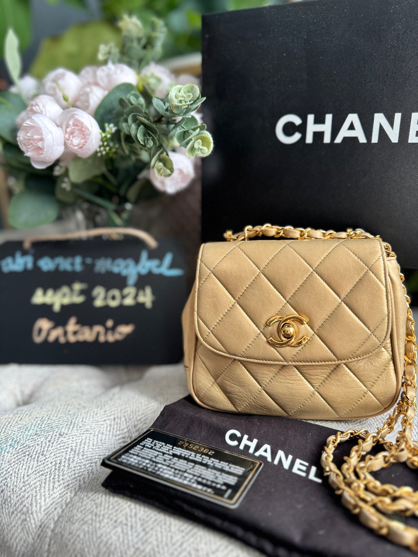 Chanel Metallic Lambskin Quilted Mini Flap Gold