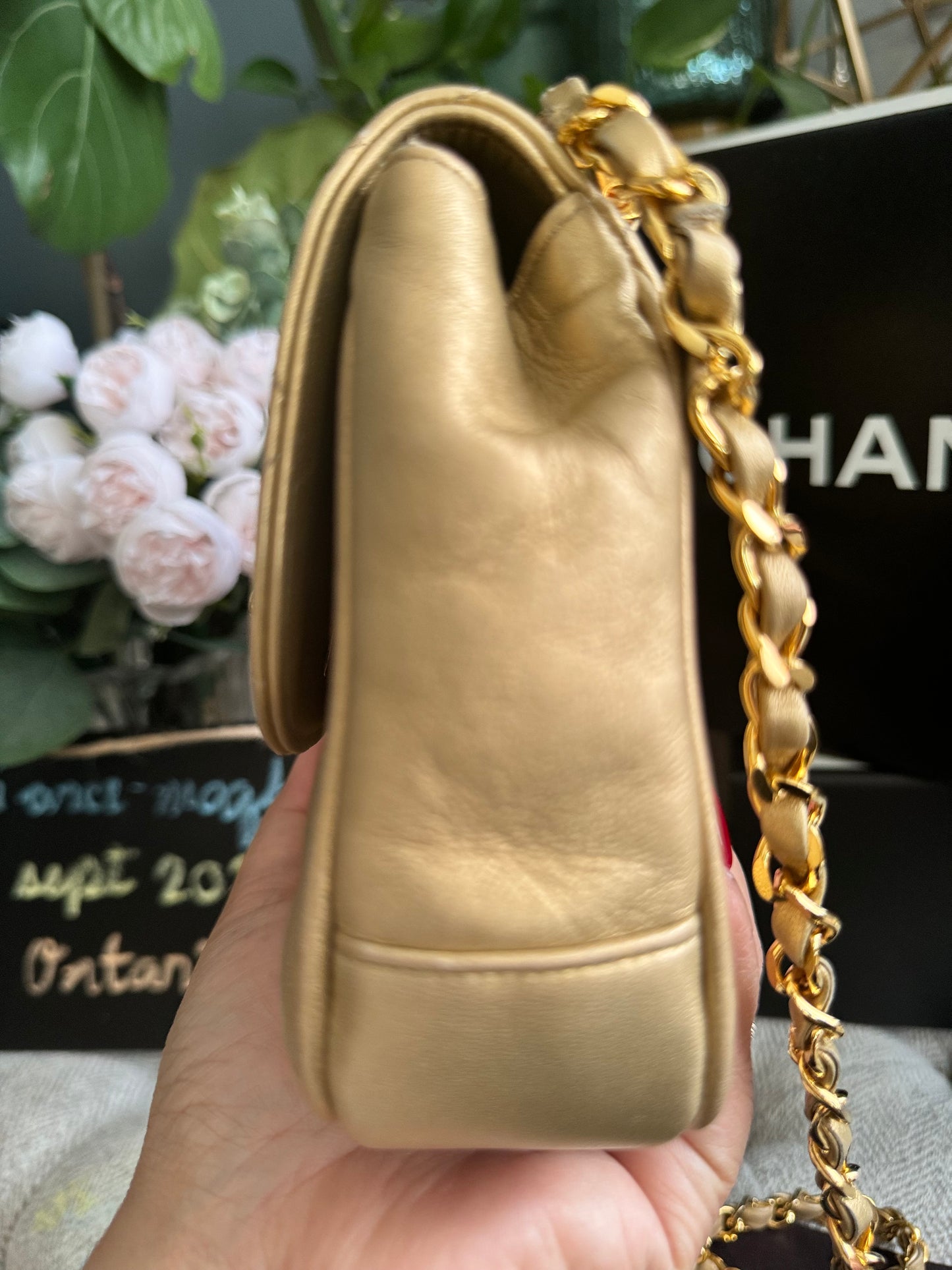 Chanel Metallic Lambskin Quilted Mini Flap Gold