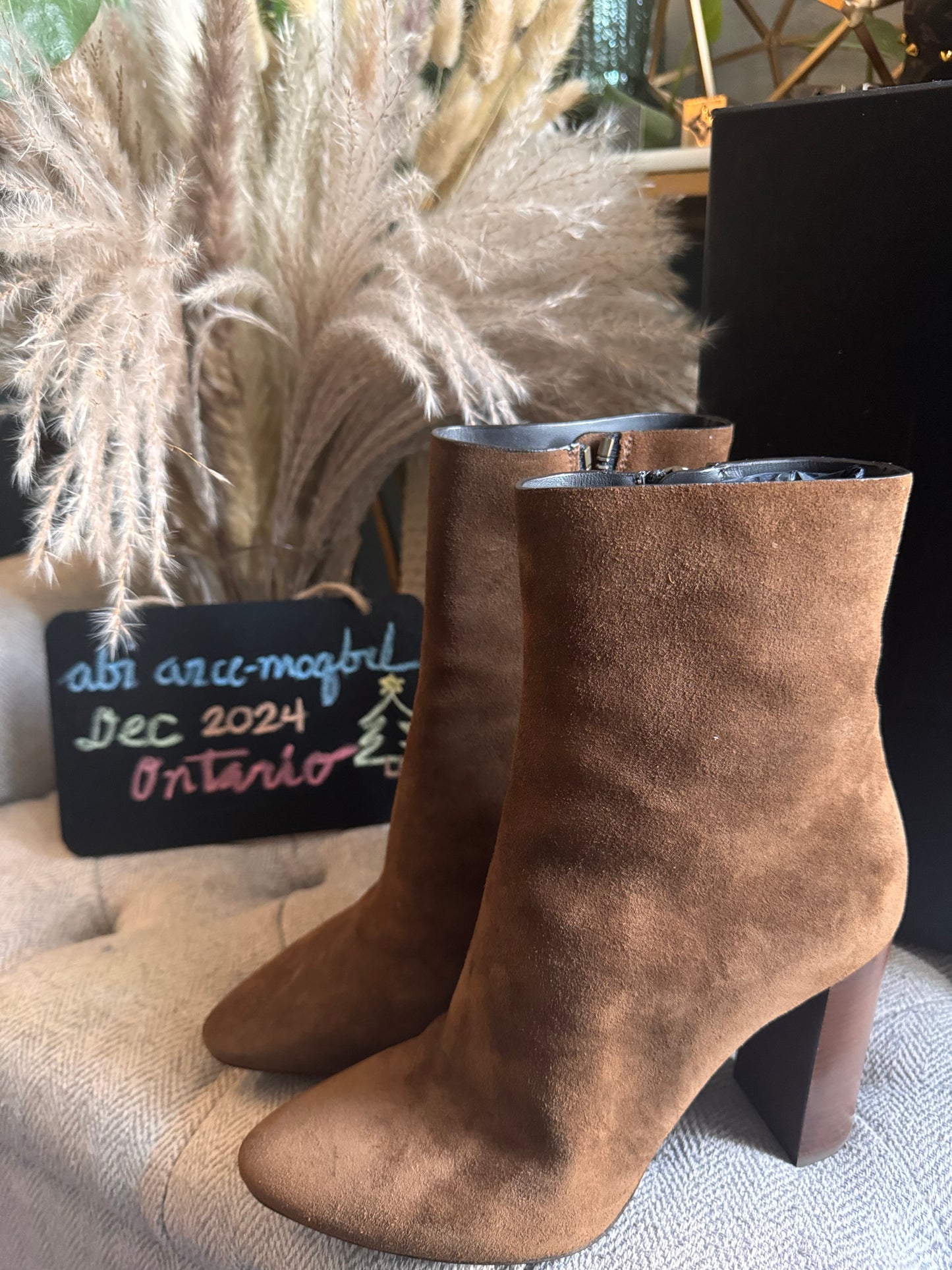 YSL Suede Heeled boots