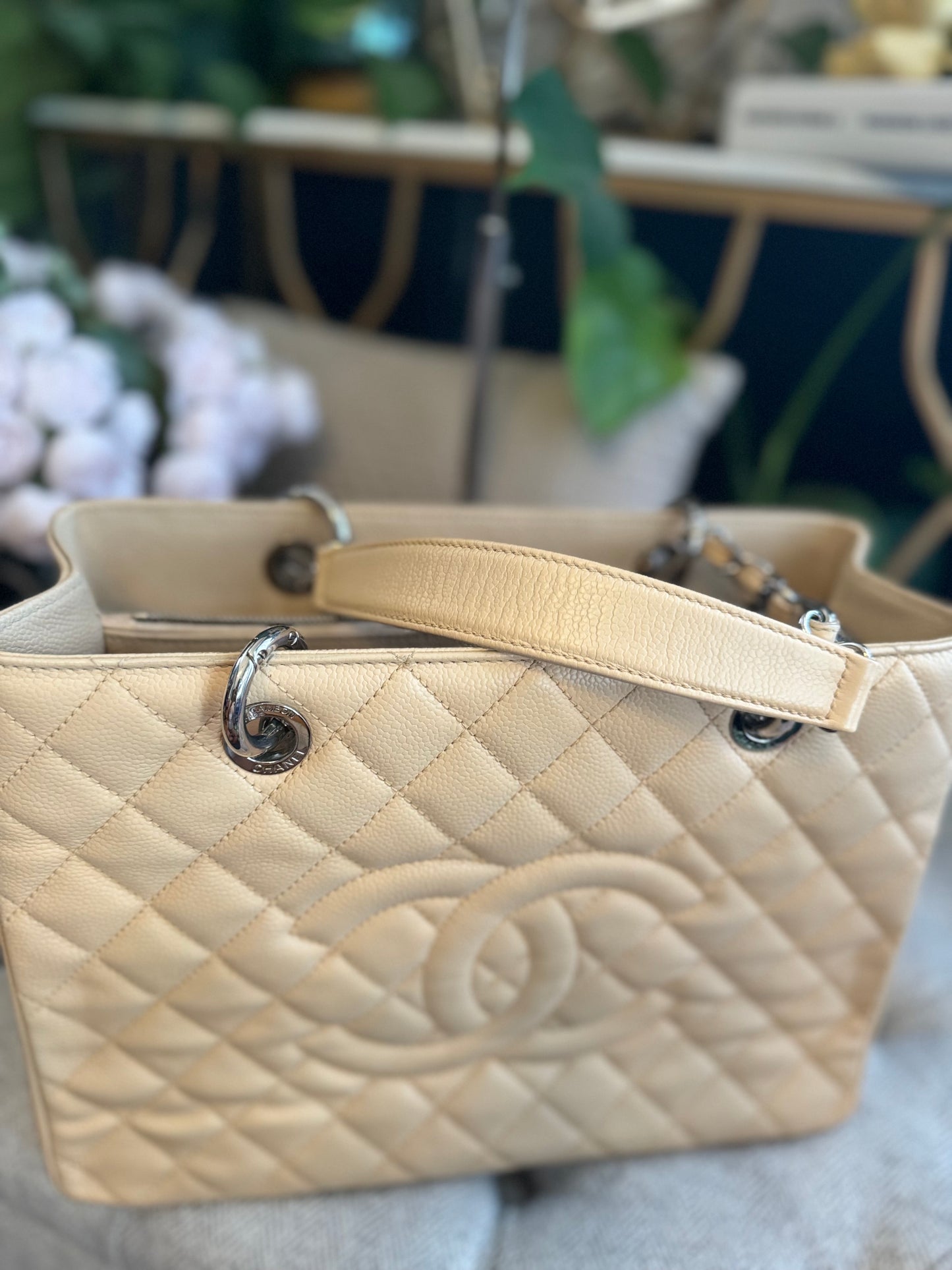 Chanel Beige Caviar GST with Silver Hardware