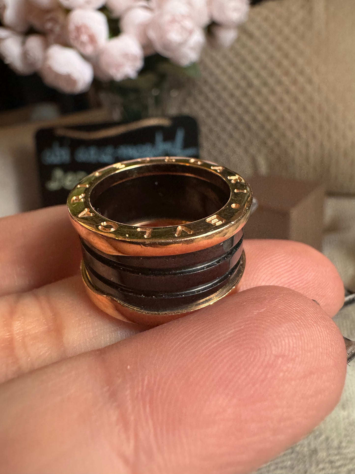 Bulgari B Zero 1 Ring in Rose Gold and Black Ceramic