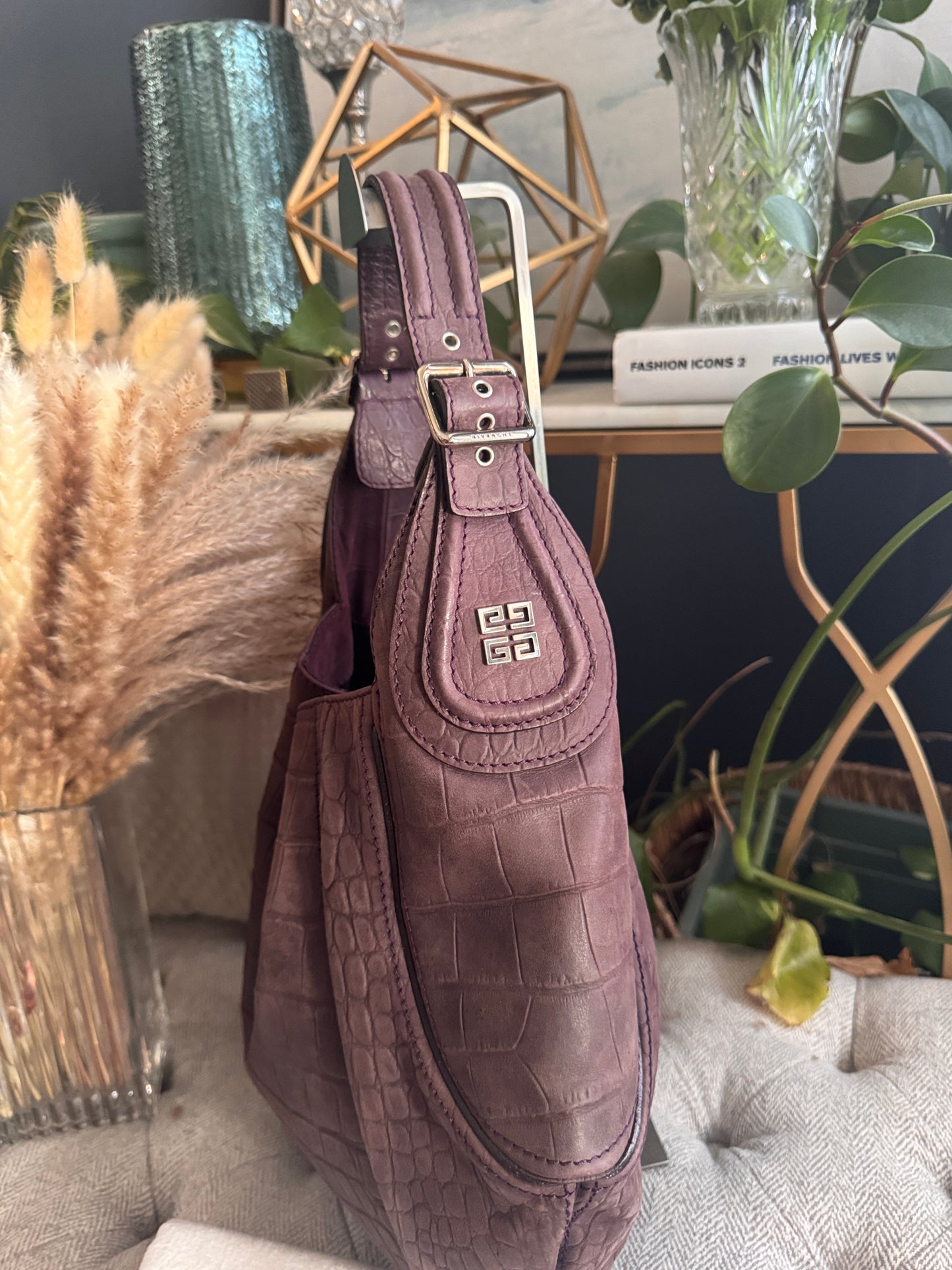 Givenchy Croc Embossed Calfskin Hobo