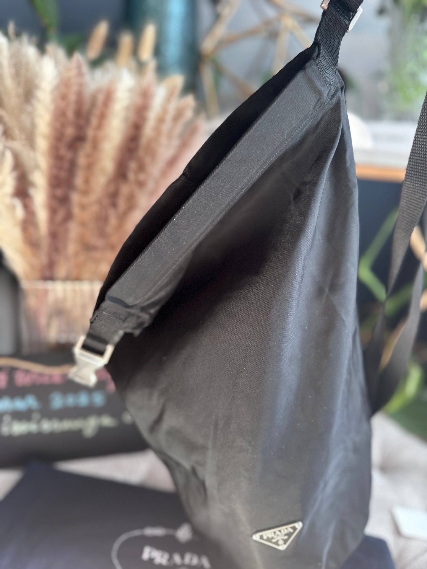 Prada Tessuto Black Nylon Shoulder Bag /Bottle Holder