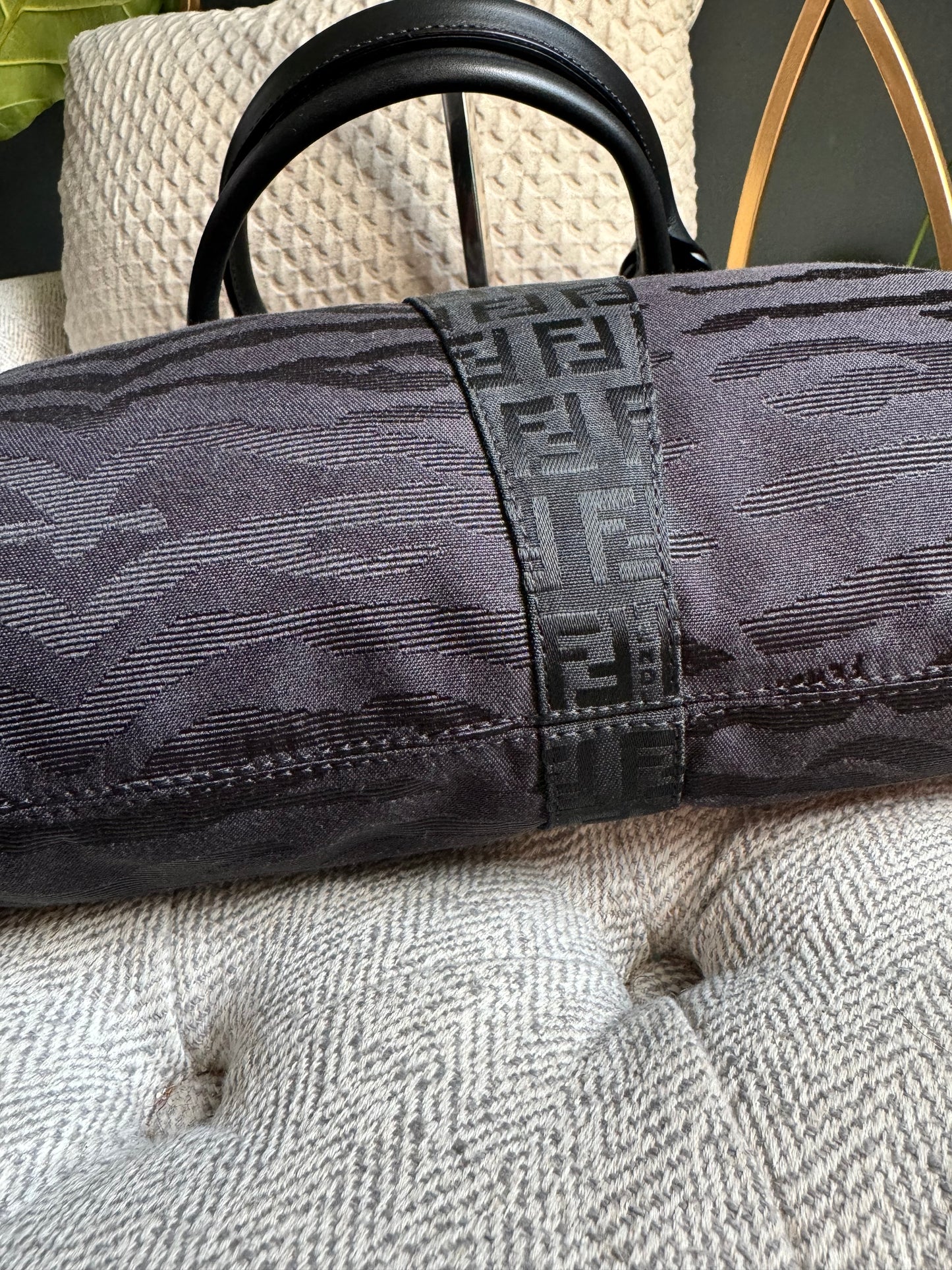 Fendi Zucca Zucchino FF Logo Zebra Print with Silver Monogram Tag