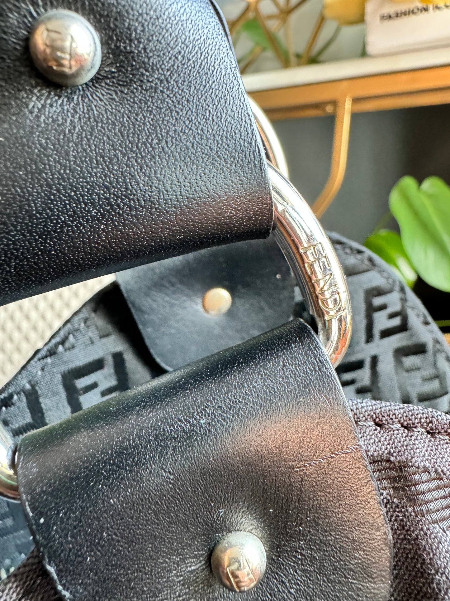 Fendi Zucca Zucchino FF Logo Zebra Print with Silver Monogram Tag