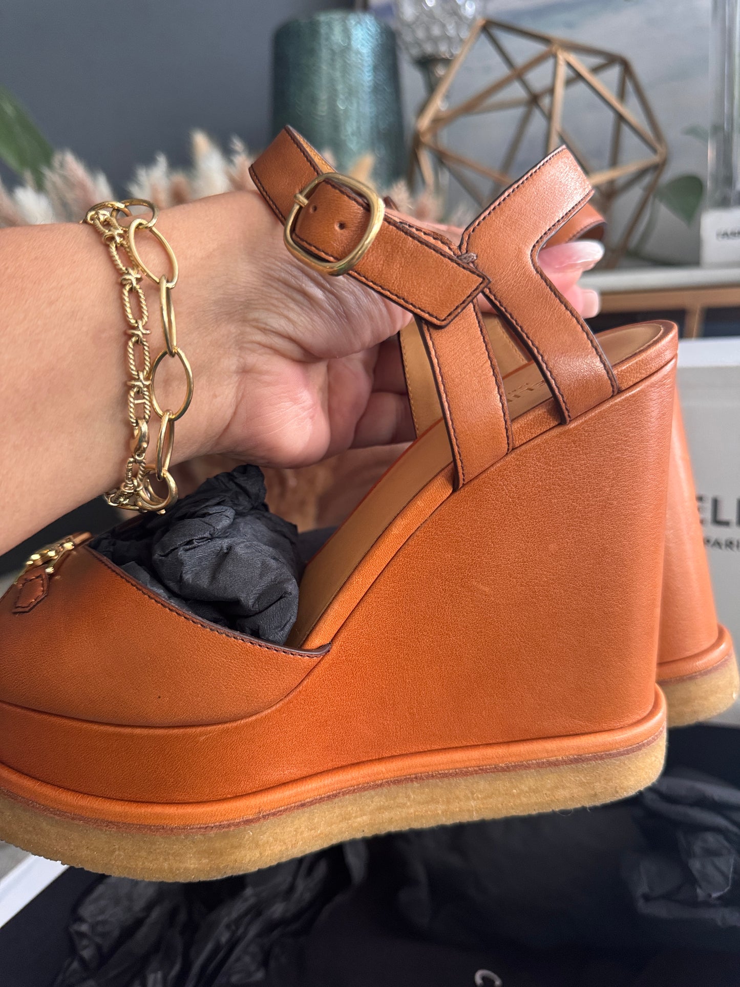 Celine Platform Leather Wedges