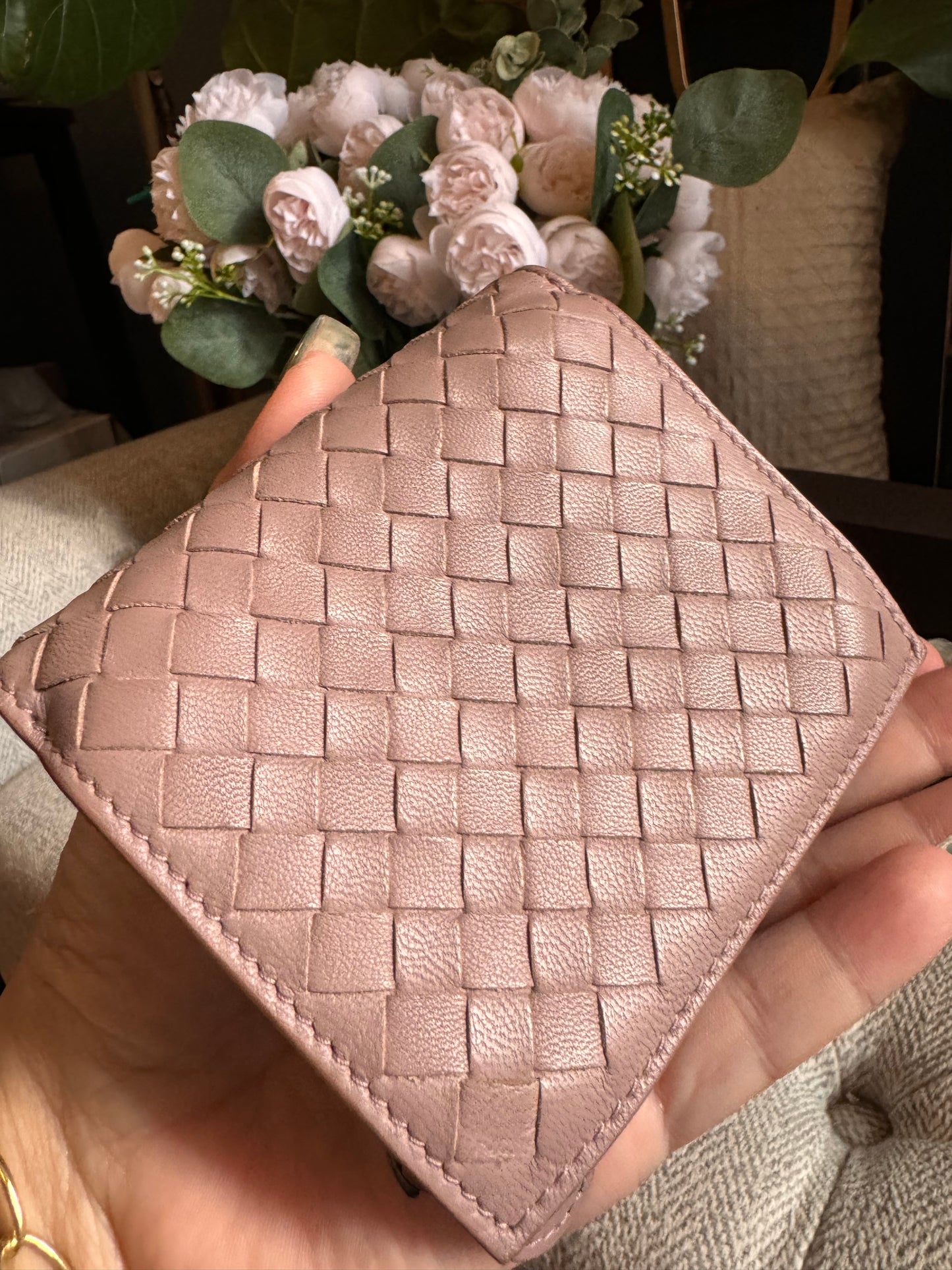 Bottega Veneta Compact Wallet in blush