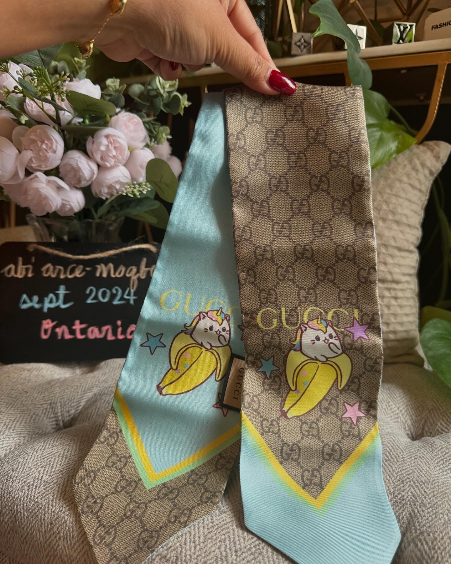 Gucci Bananya Cat Silk Twilly/scarf