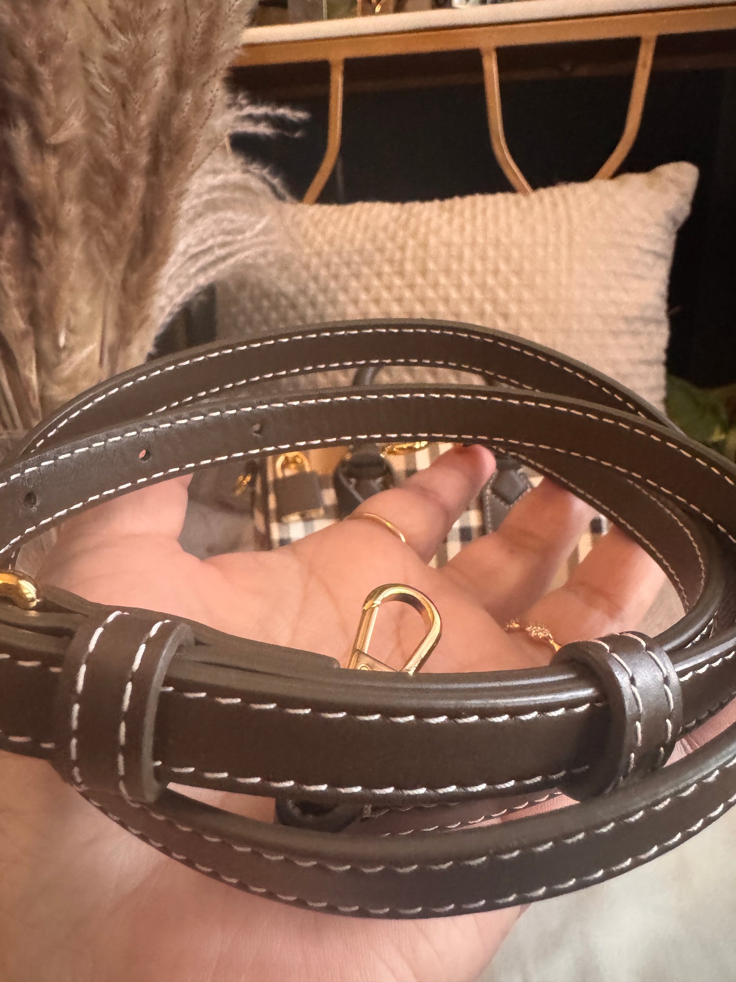 Burberry Mini Check Bowling Bag in Military