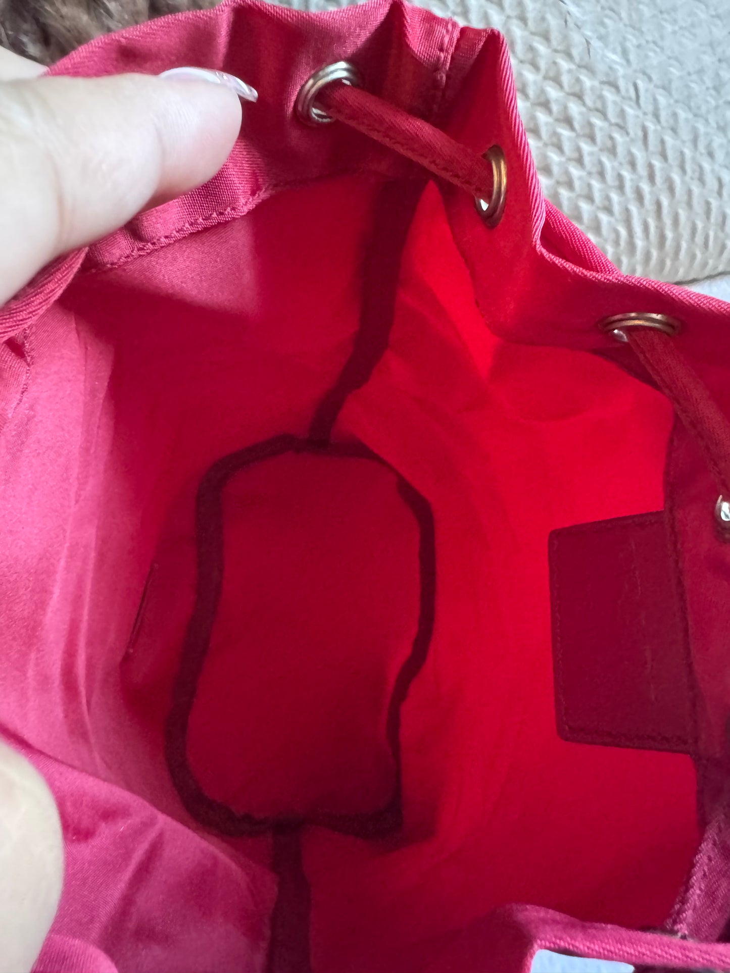 Prada Drawstring Nylon Bucket Pouch