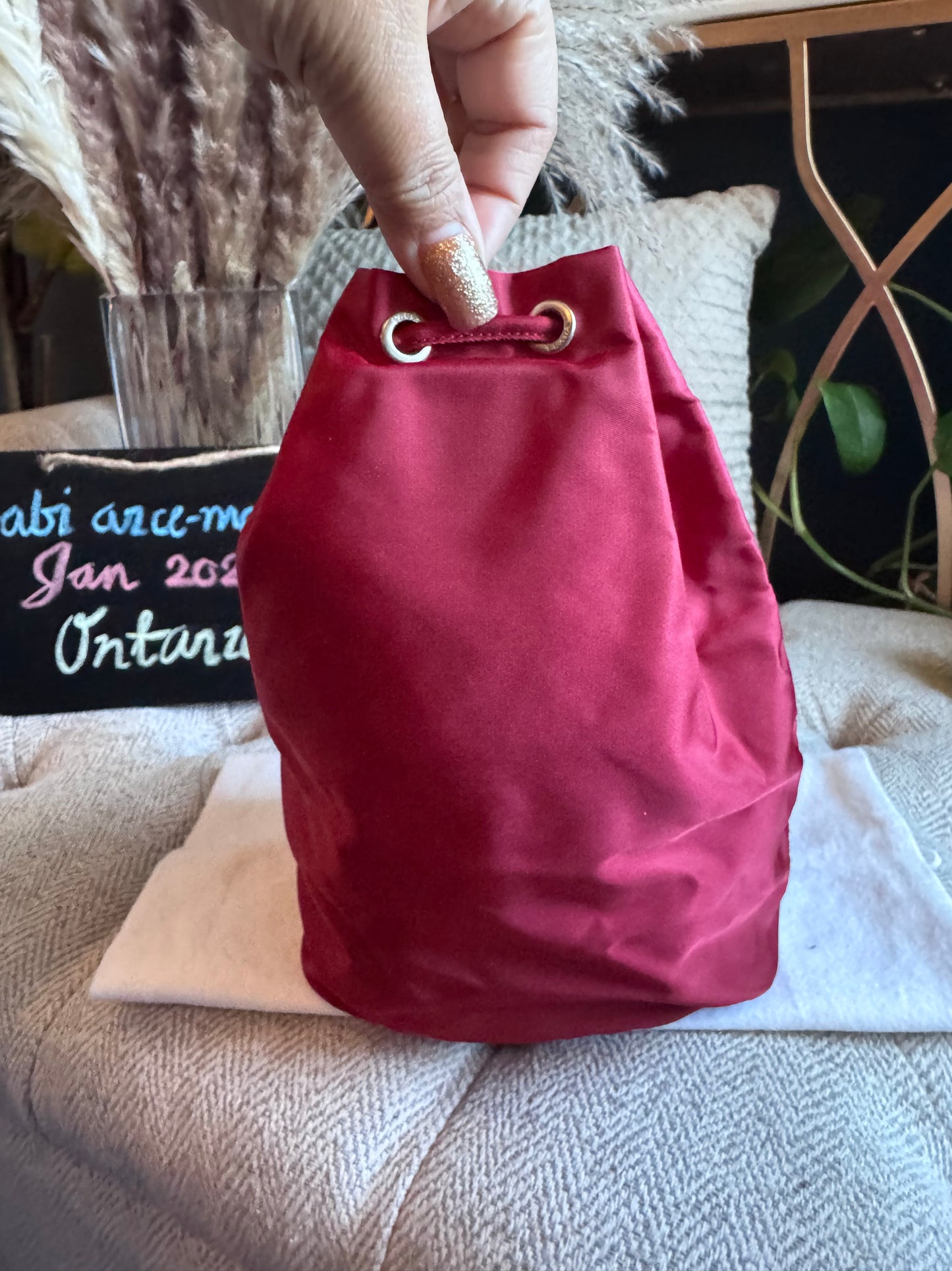 Prada Drawstring Nylon Bucket Pouch