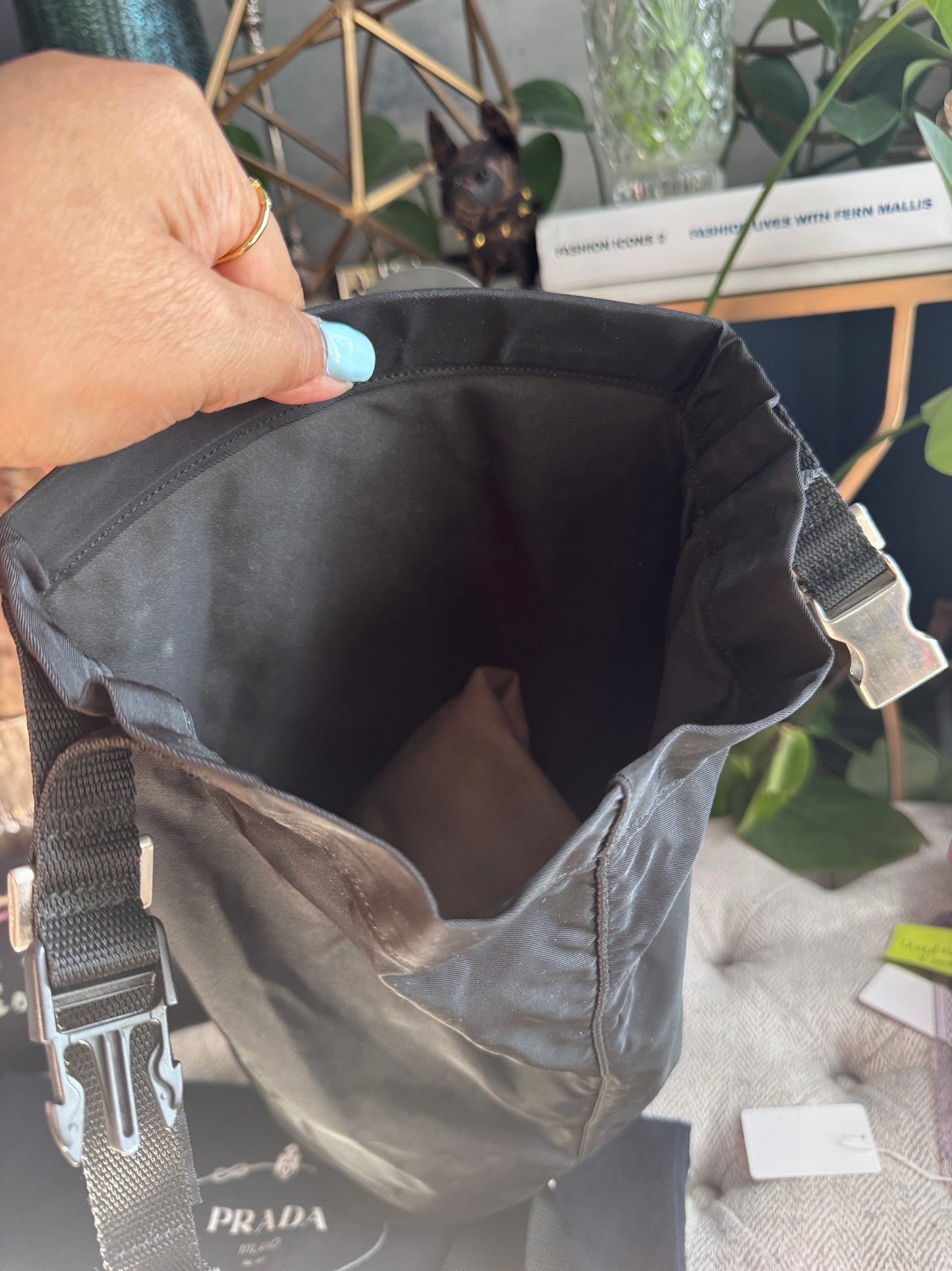 Prada Tessuto Black Nylon Shoulder Bag /Bottle Holder
