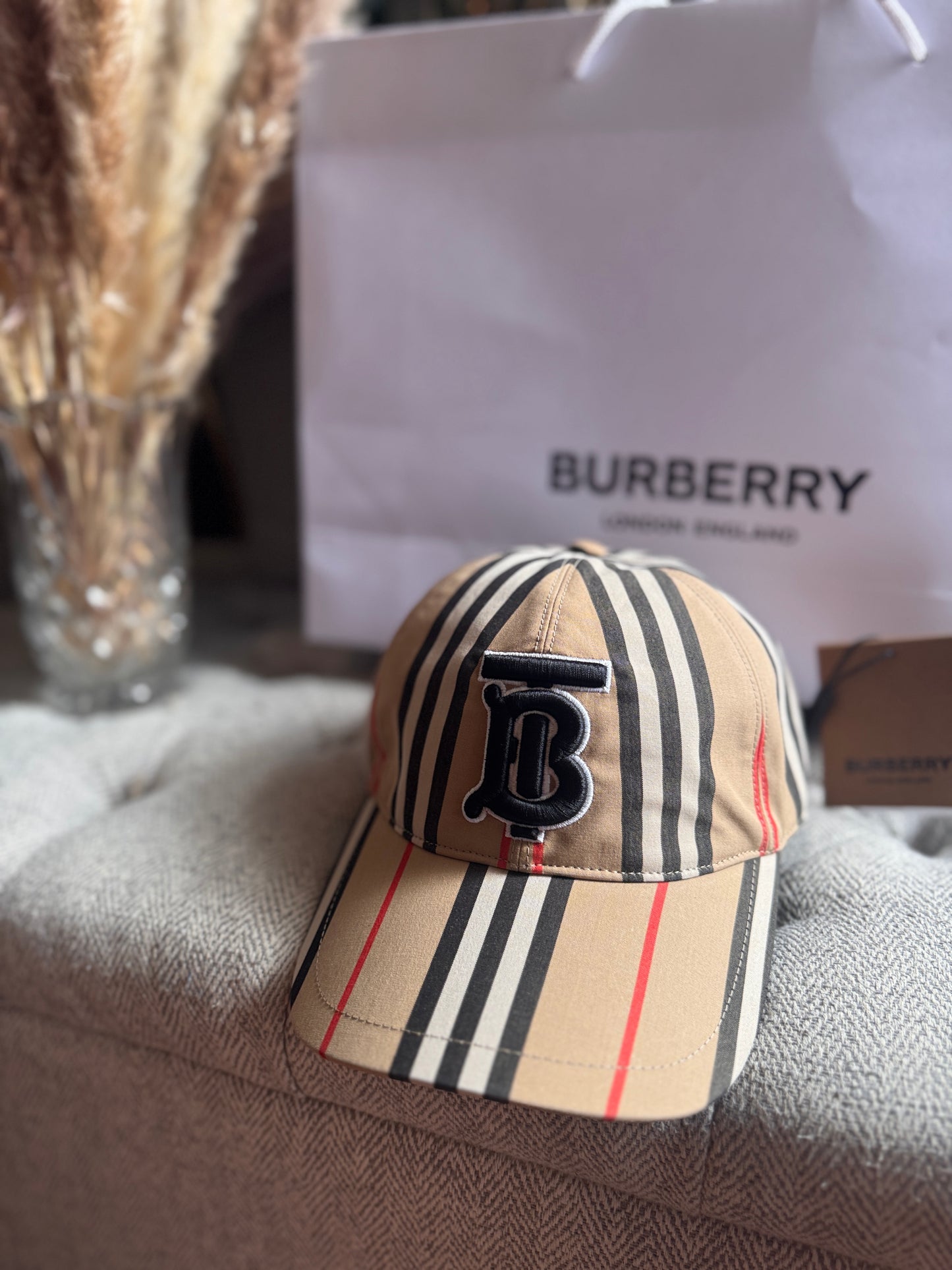 Burberry Vintage Check Cotton Monogram Motif Baseball Cap