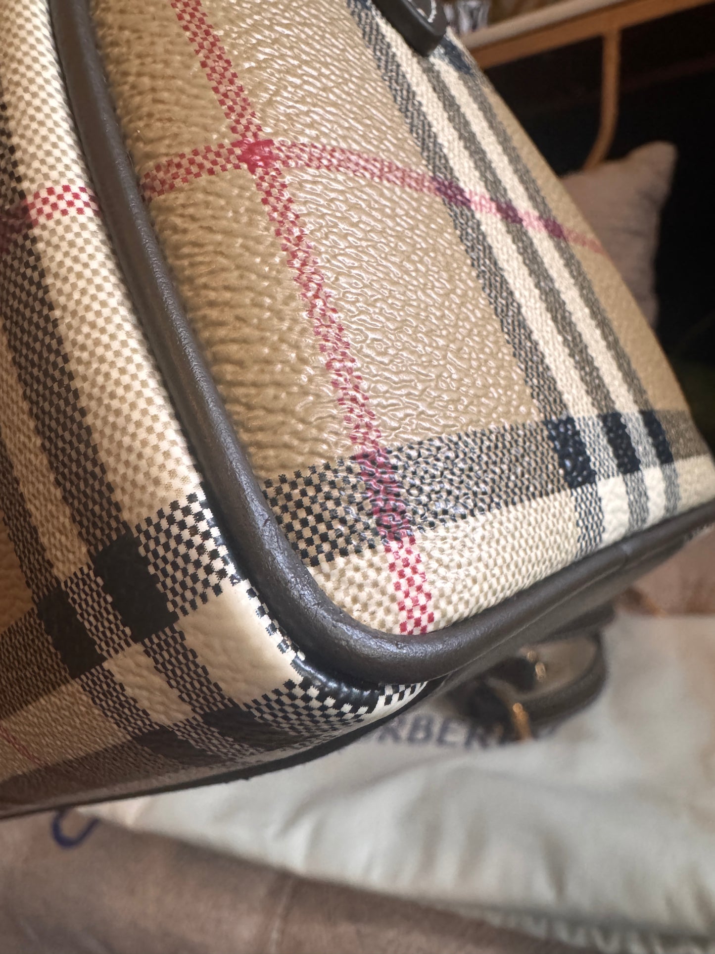 Burberry Mini Check Bowling Bag in Military