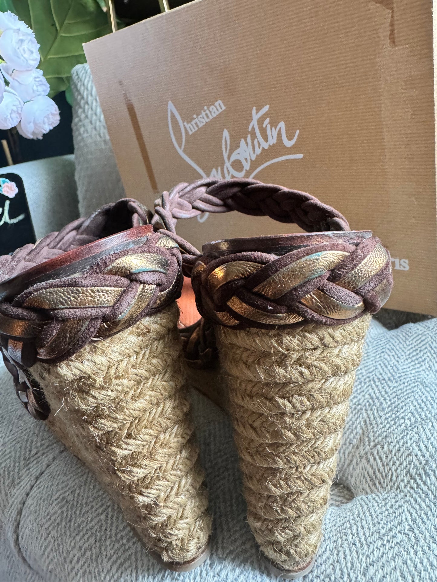 Christian Louboutin Cadena Tresse 140 Wedge Sandals