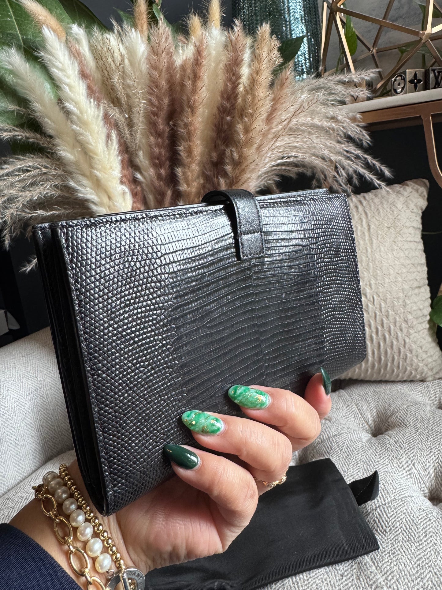 CELINE Large Wallet in Lizard Embossed Calfskin