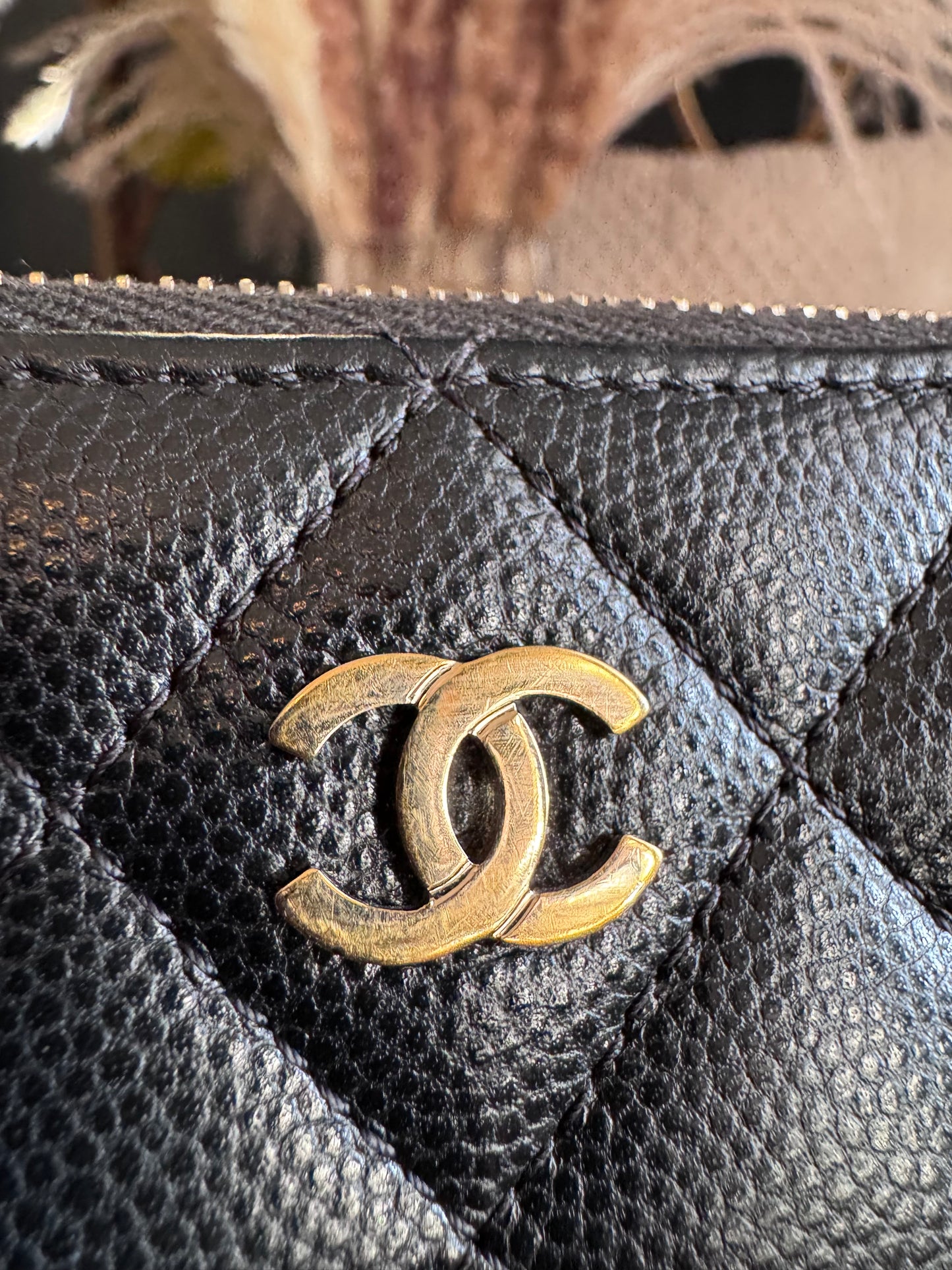CHANEL Caviar Quilted Zipped Key Holder Case