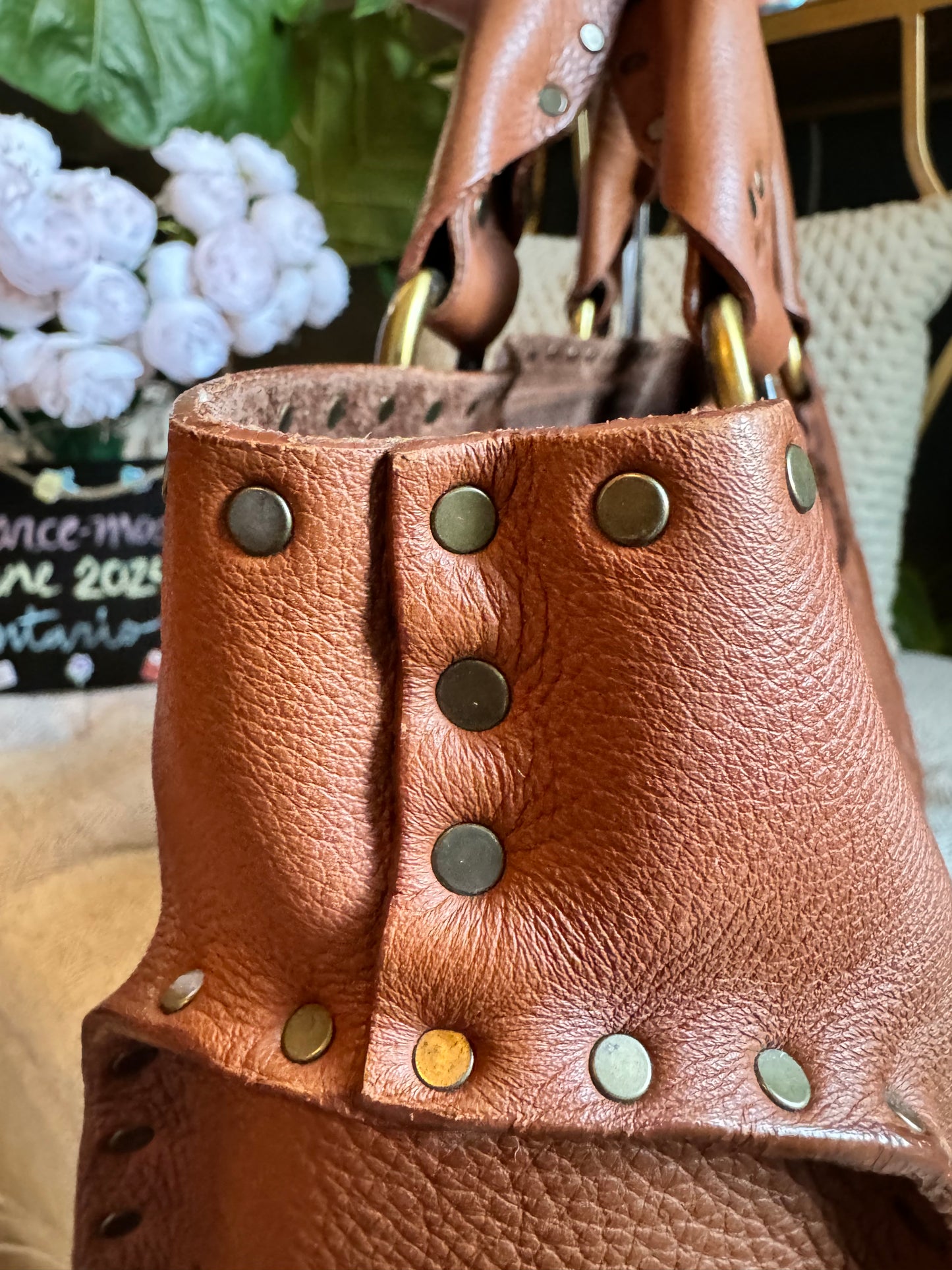 Celine Vintage Studded Leather Tote