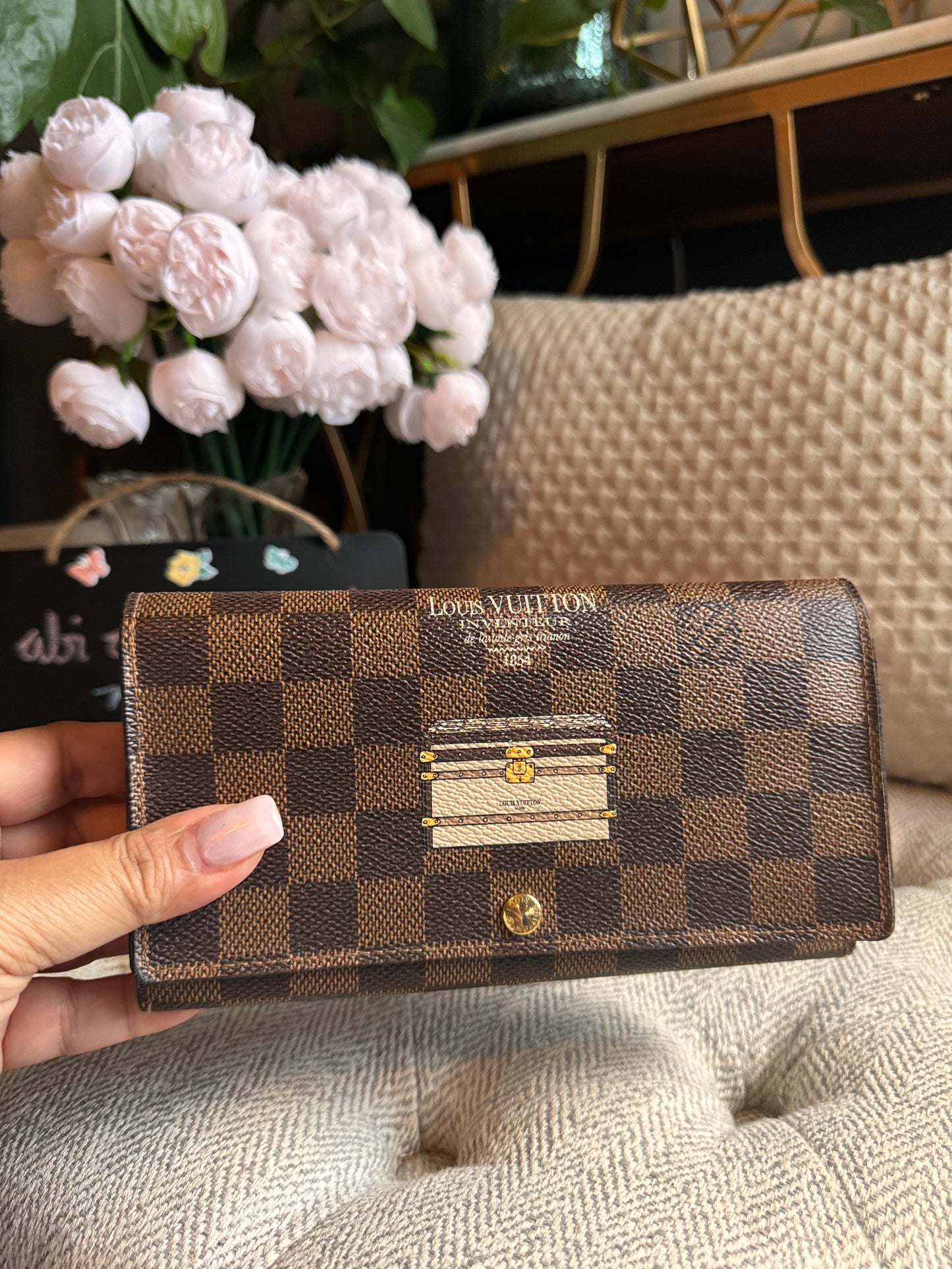 Louis Vuitton Damier Ebene Trunks and Locks Sarah Wallet