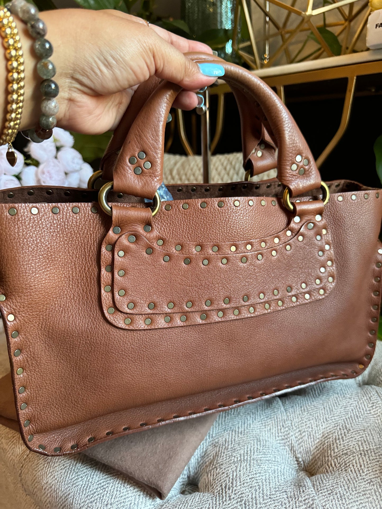 Celine Vintage Studded Leather Tote
