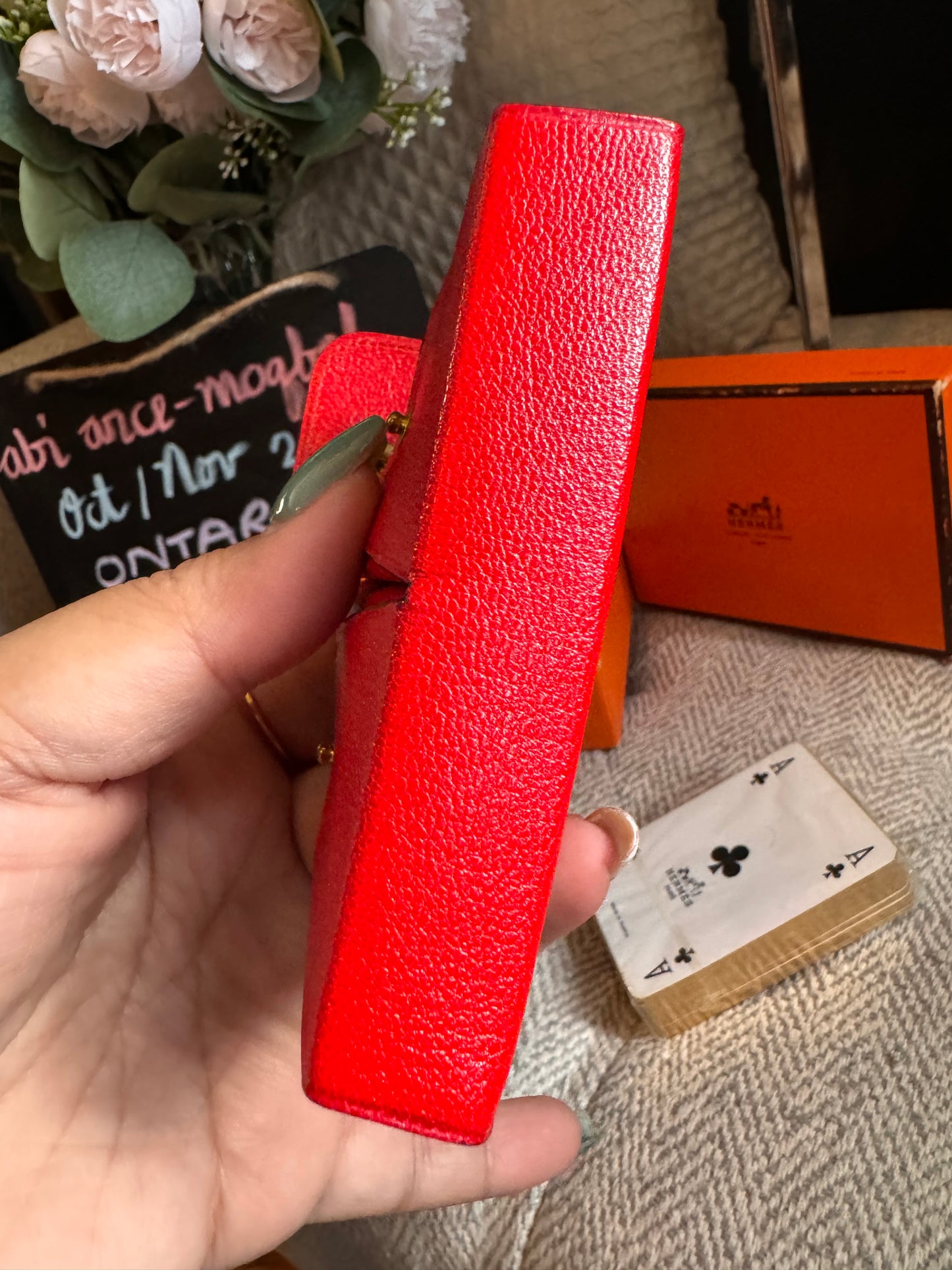 Hermes vintage playing cards with leather case