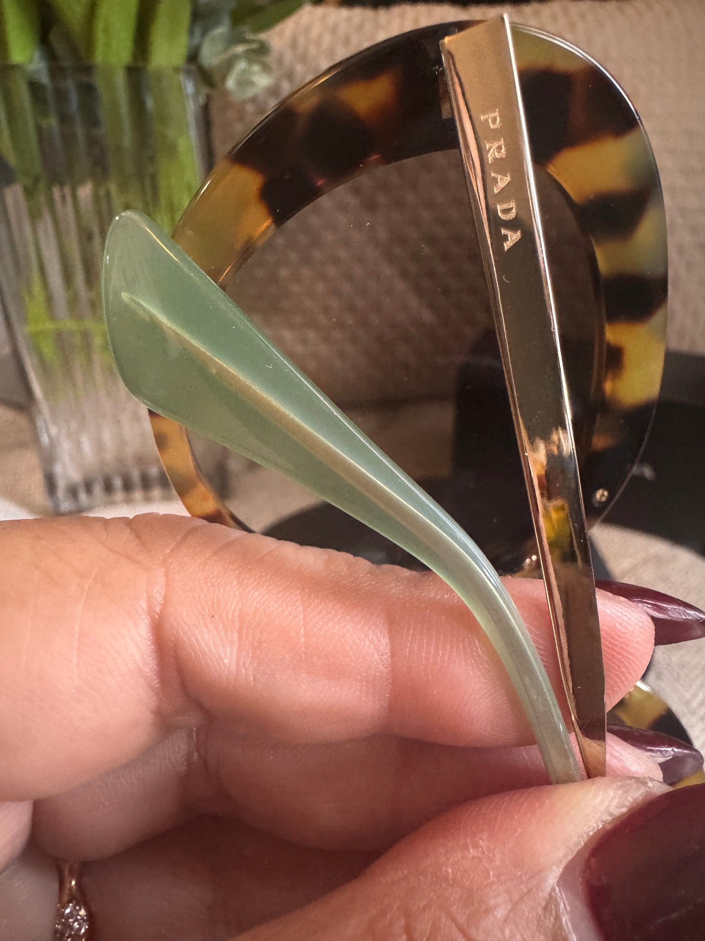 Prada Cinema Round in Leopard Frame and mint green accents