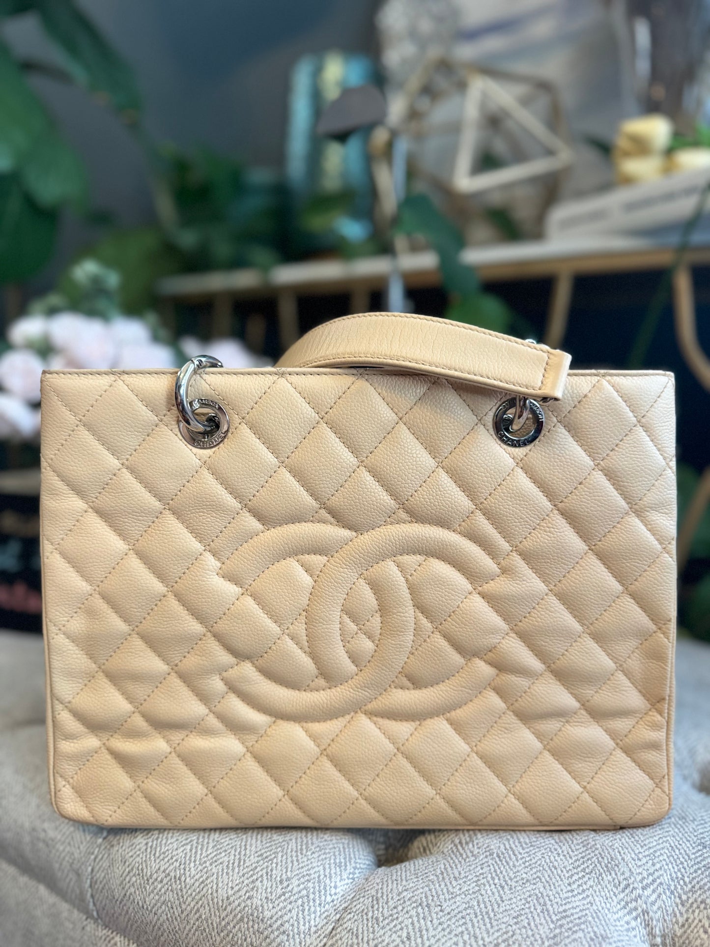 Chanel Beige Caviar GST with Silver Hardware