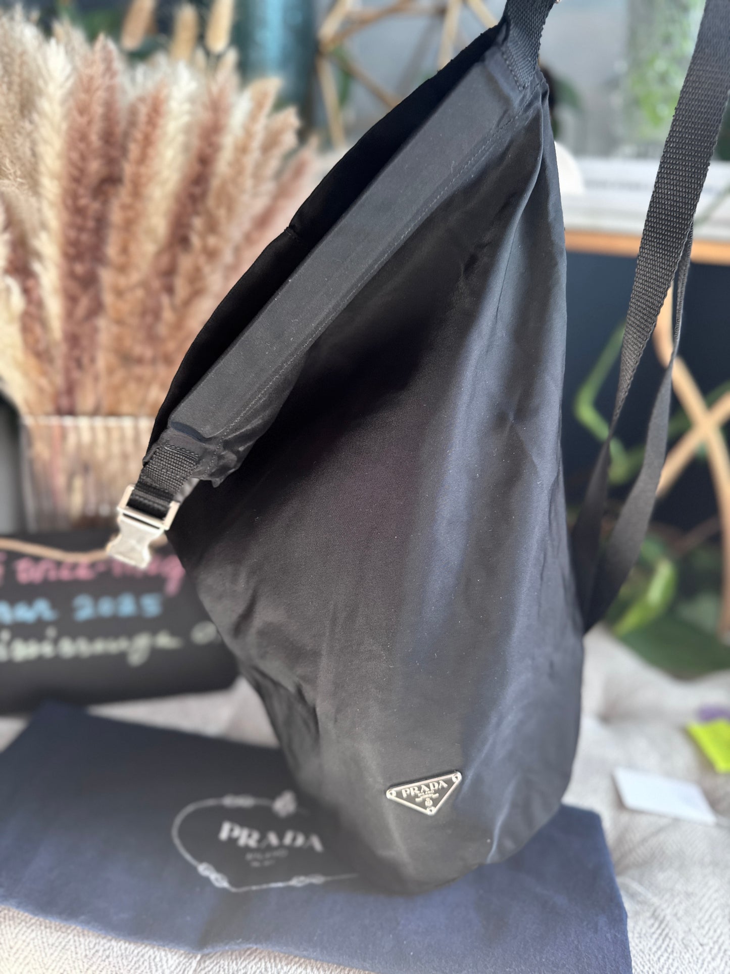 Prada Tessuto Black Nylon Shoulder Bag /Bottle Holder