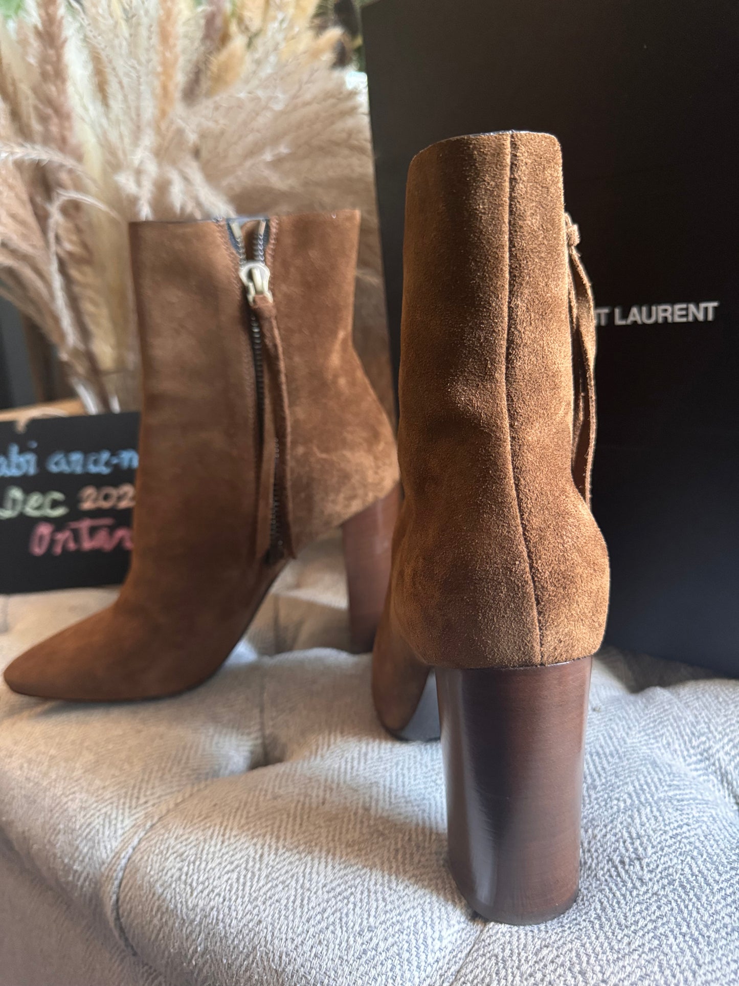 YSL Suede Heeled boots