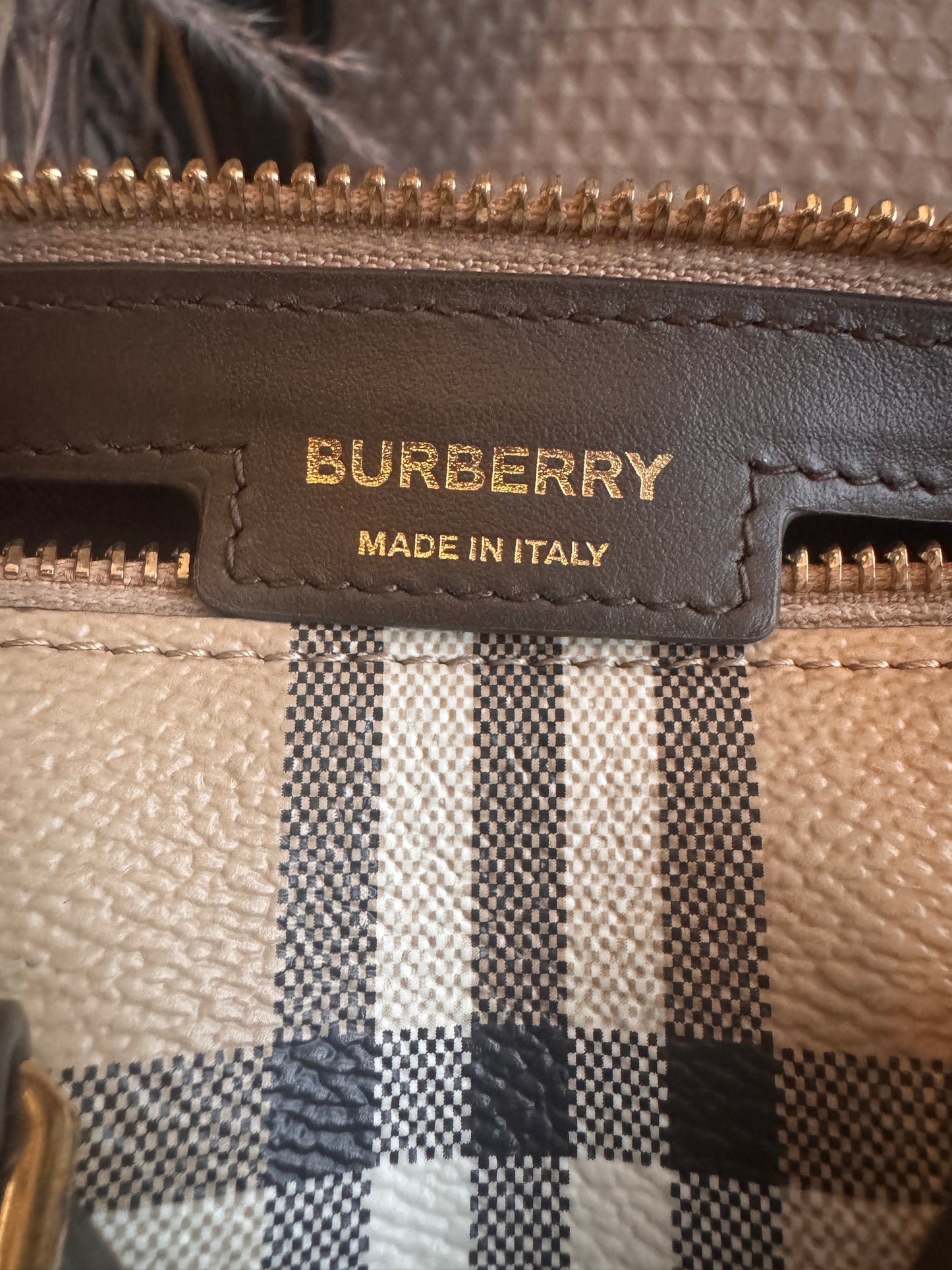 Burberry Mini Check Bowling Bag in Military