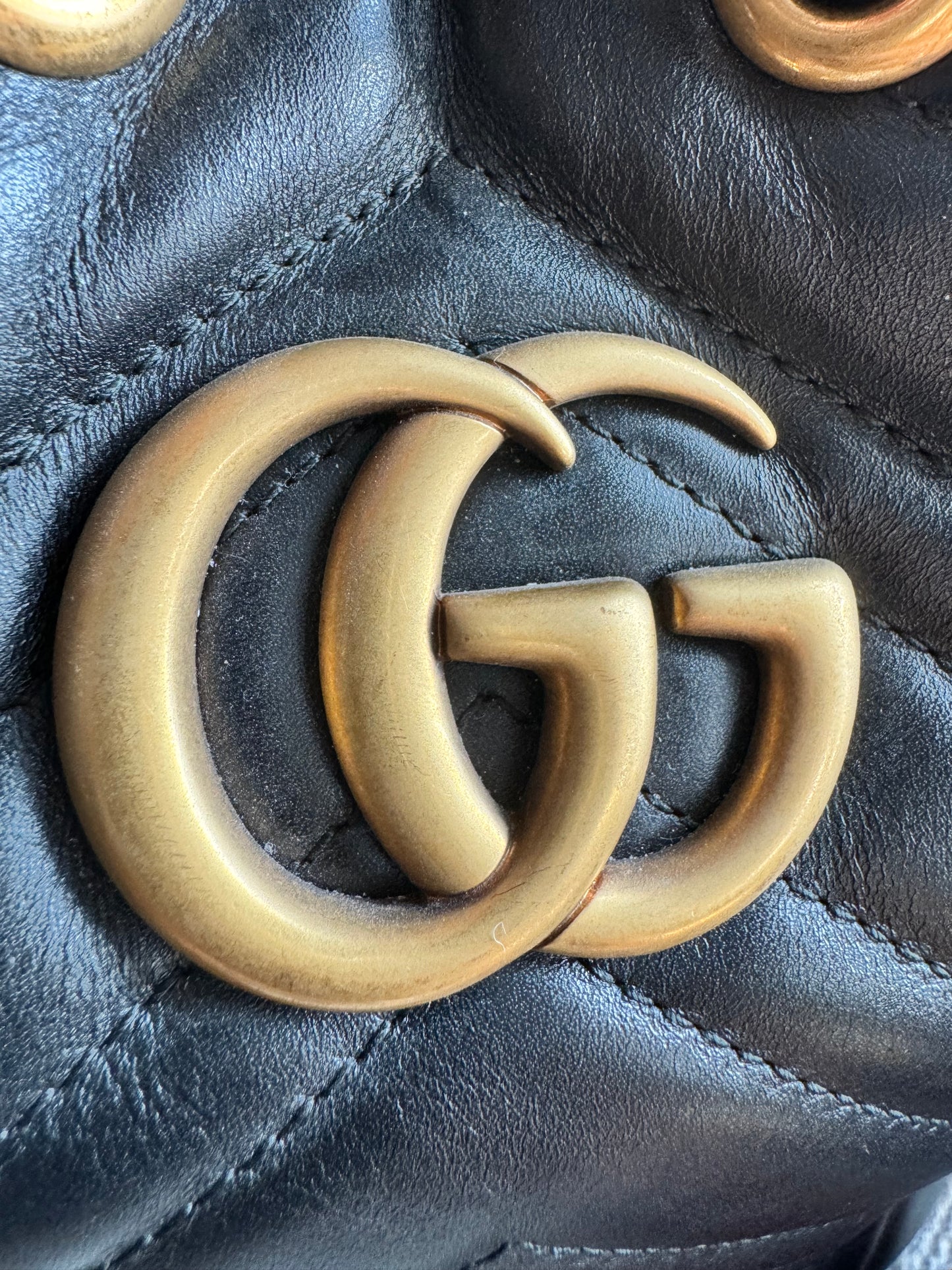 Gucci Calfskin Matelasse Sylvie Web GG Marmont Bucket Bag