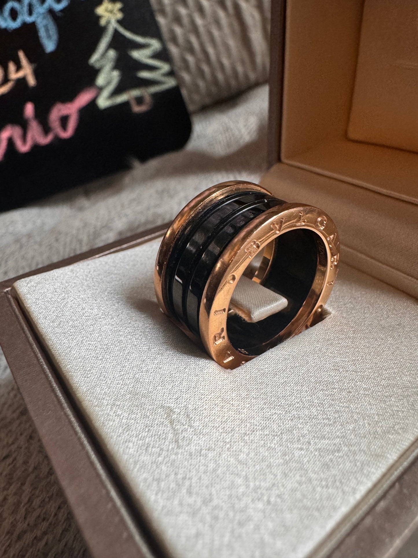 Bulgari B Zero 1 Ring in Rose Gold and Black Ceramic