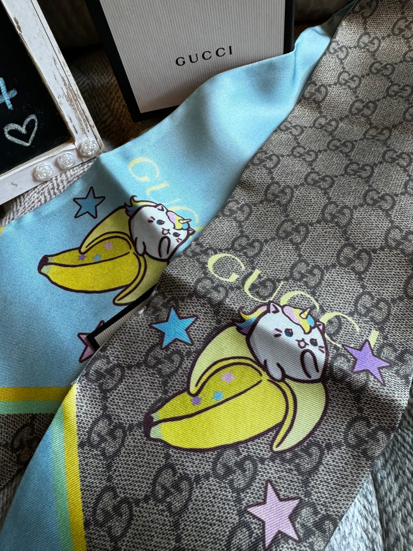 Gucci Bananya Cat Silk Twilly/scarf