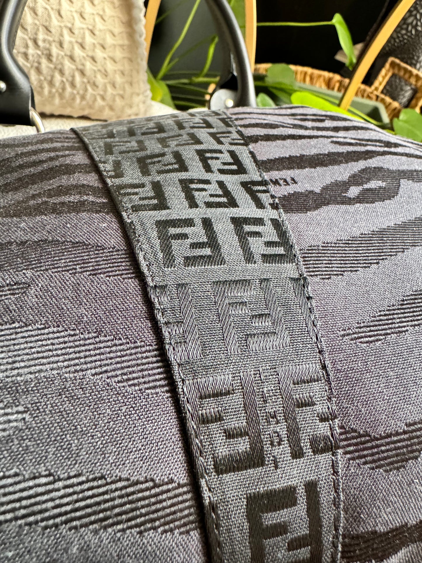 Fendi Zucca Zucchino FF Logo Zebra Print with Silver Monogram Tag