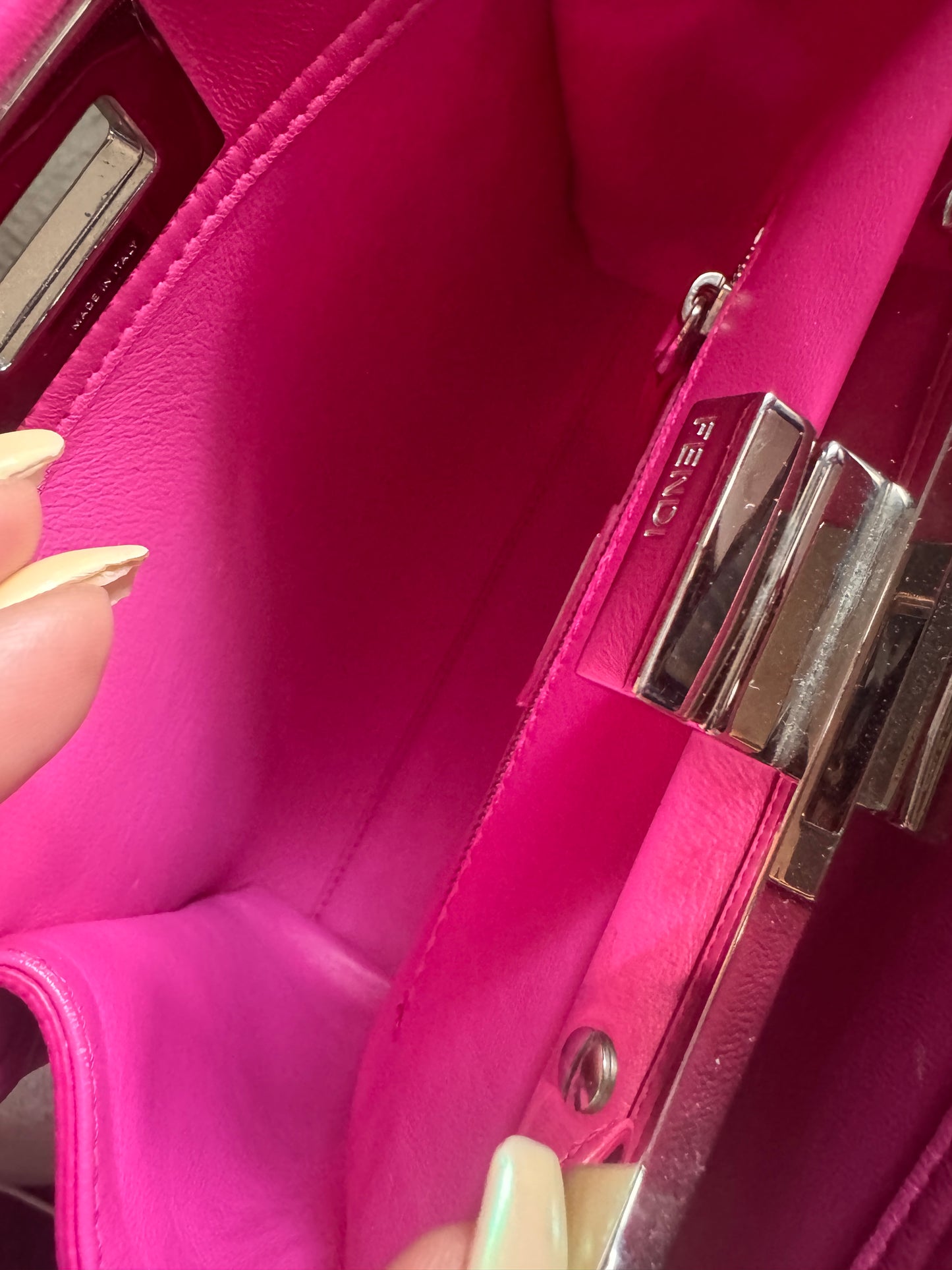FENDI
Nappa Lace Up Mini Peekaboo Iconic Satchel in Geranio