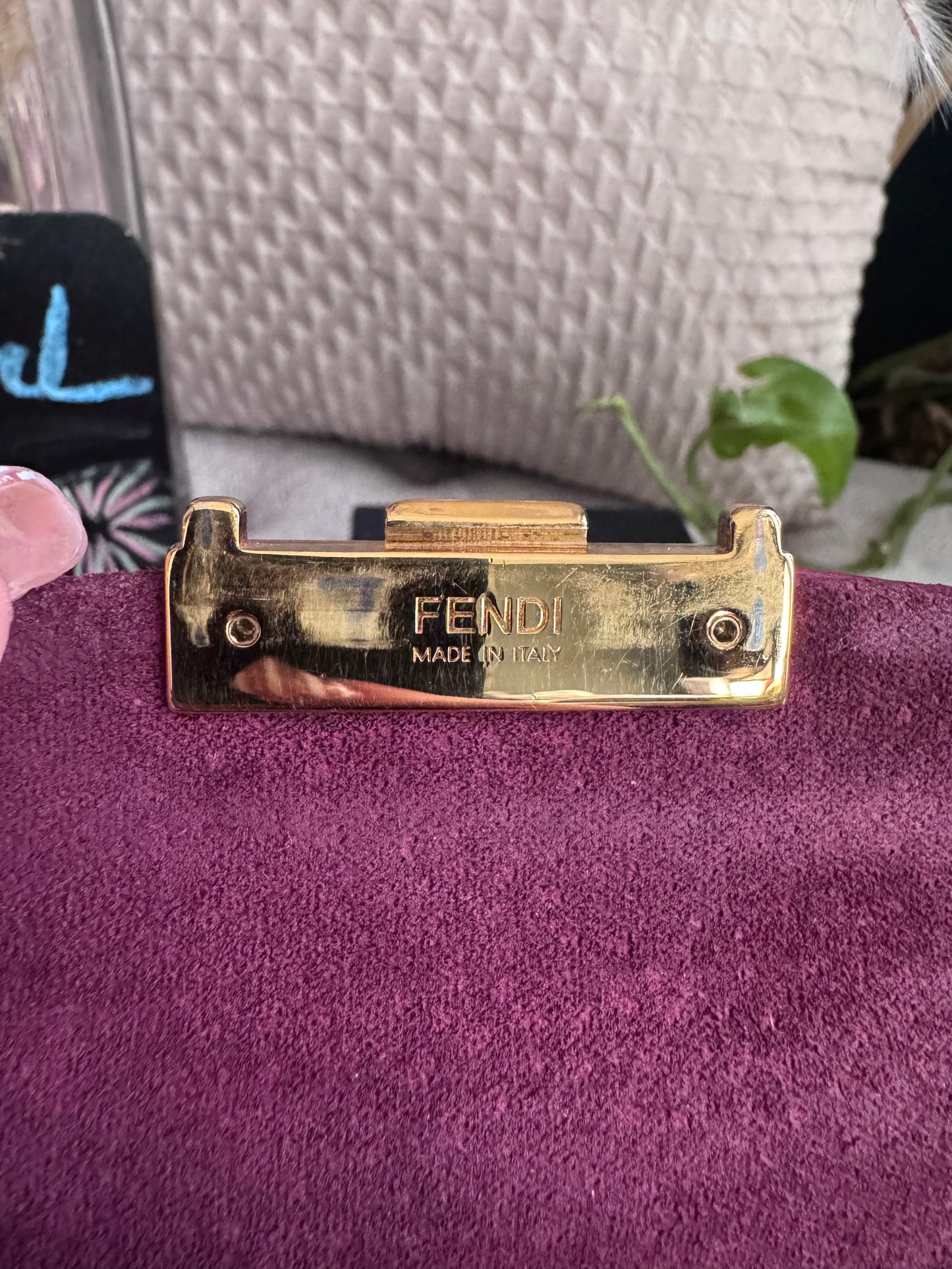 FENDI Nappa Mini Be Baguette Shoulder Bag Ciclamino