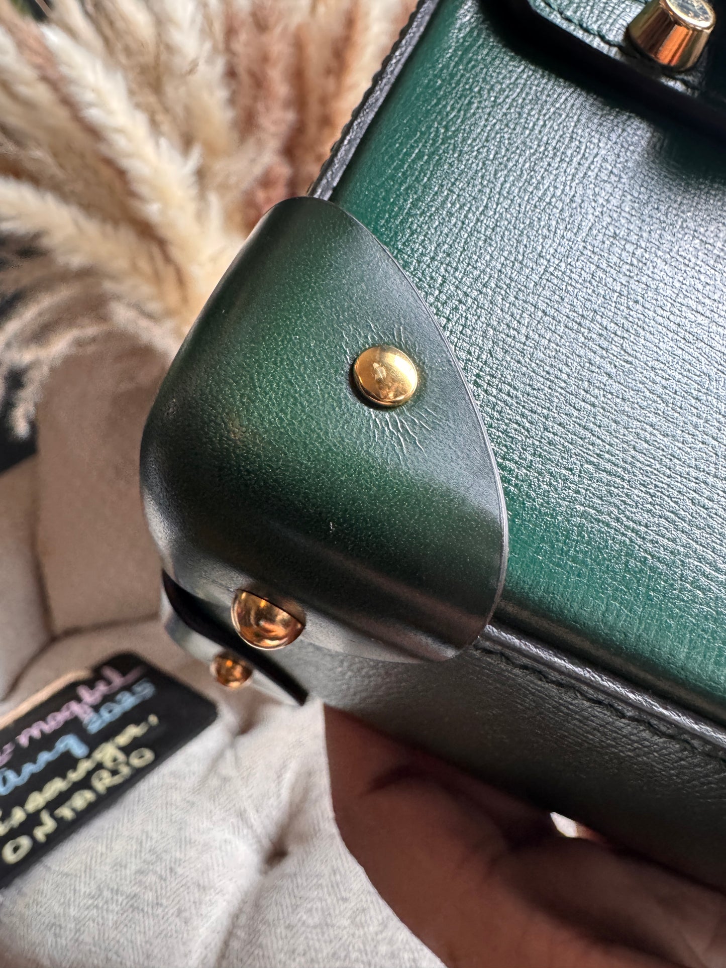 GUCCI
Azalea Calfskin Small Padlock Bamboo Shoulder Bag Vintage Green