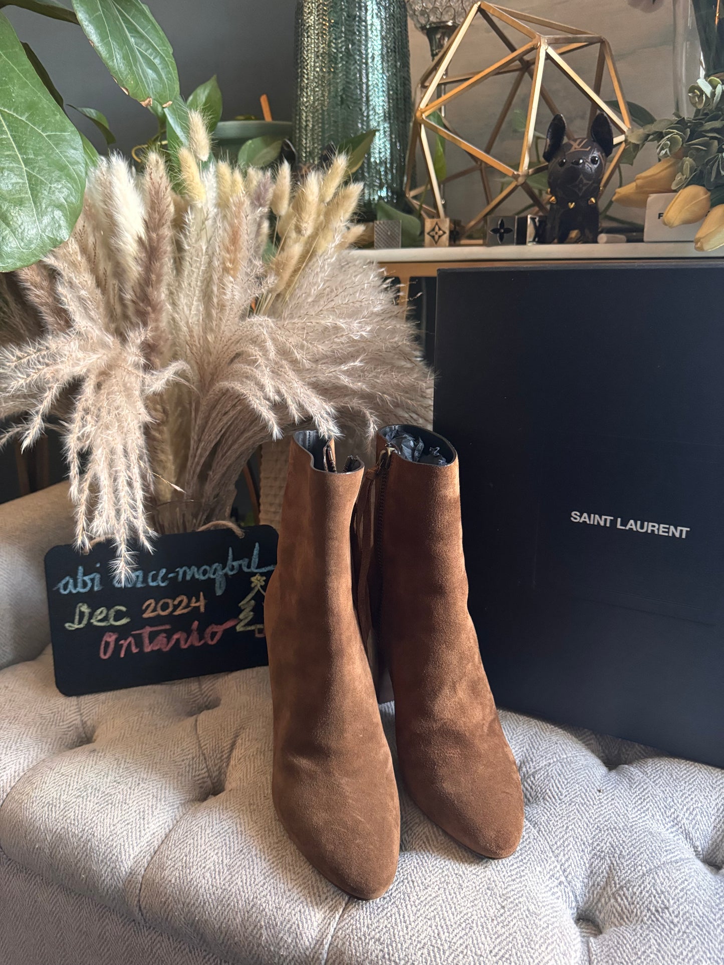 YSL Suede Heeled boots
